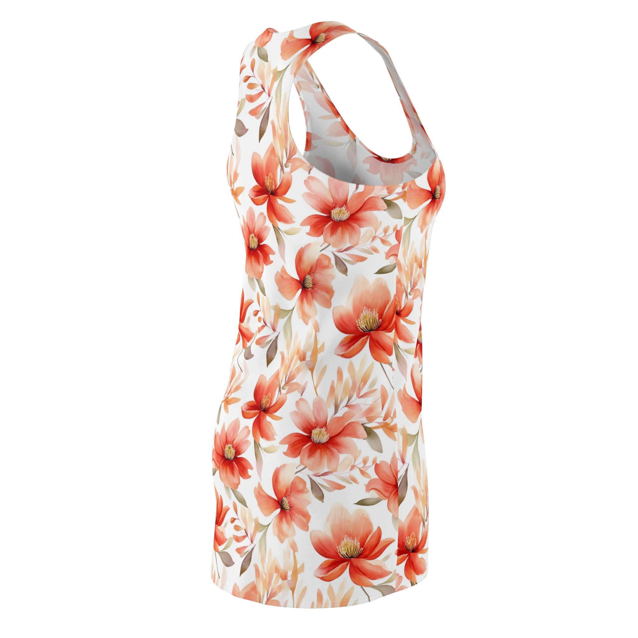 Women's Cut & Sew Racerback Dress (AOP) - Seamless Flower Watercolor Designs 03