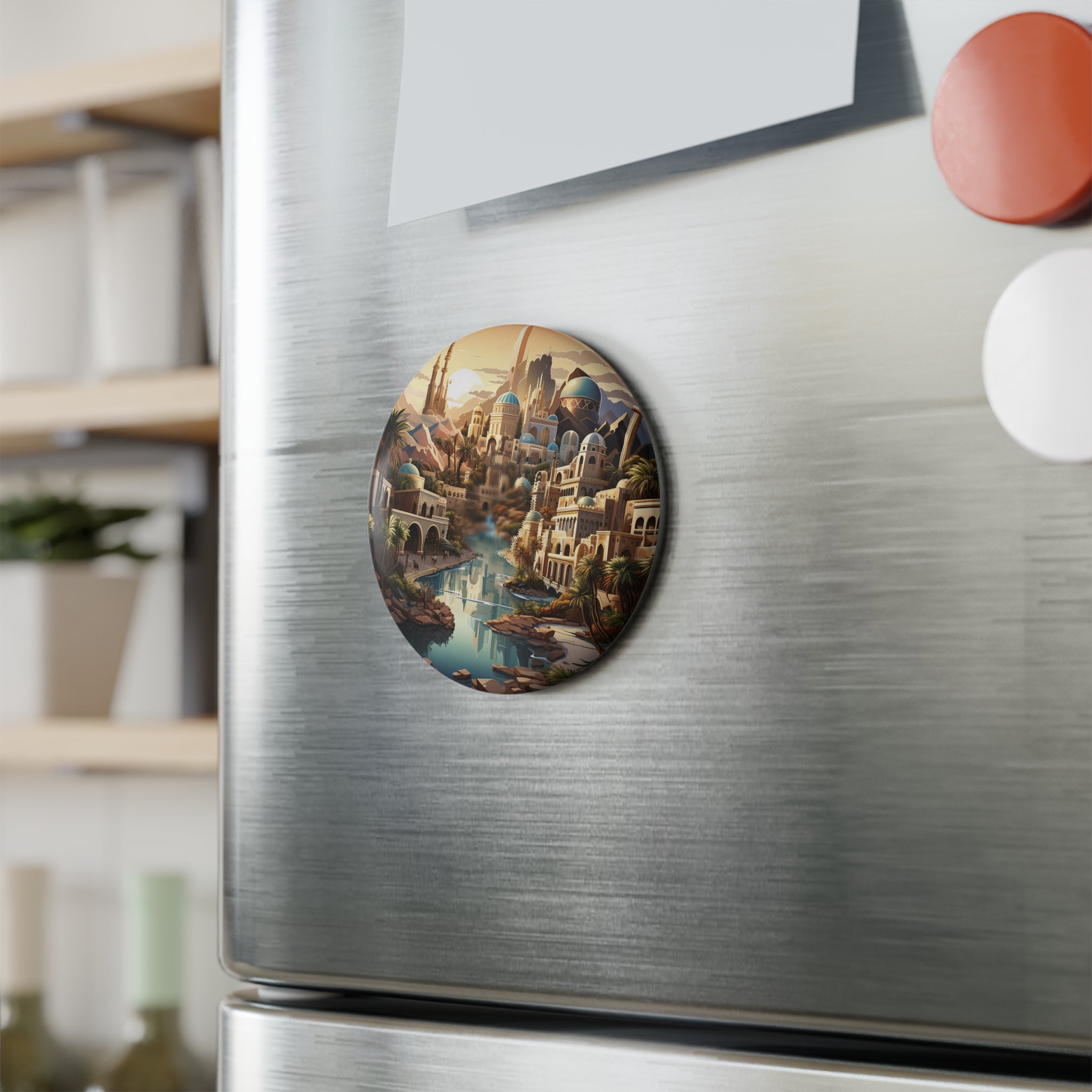 Button Magnet, Round (1 & 10 pcs) - Isometric City Designs 09