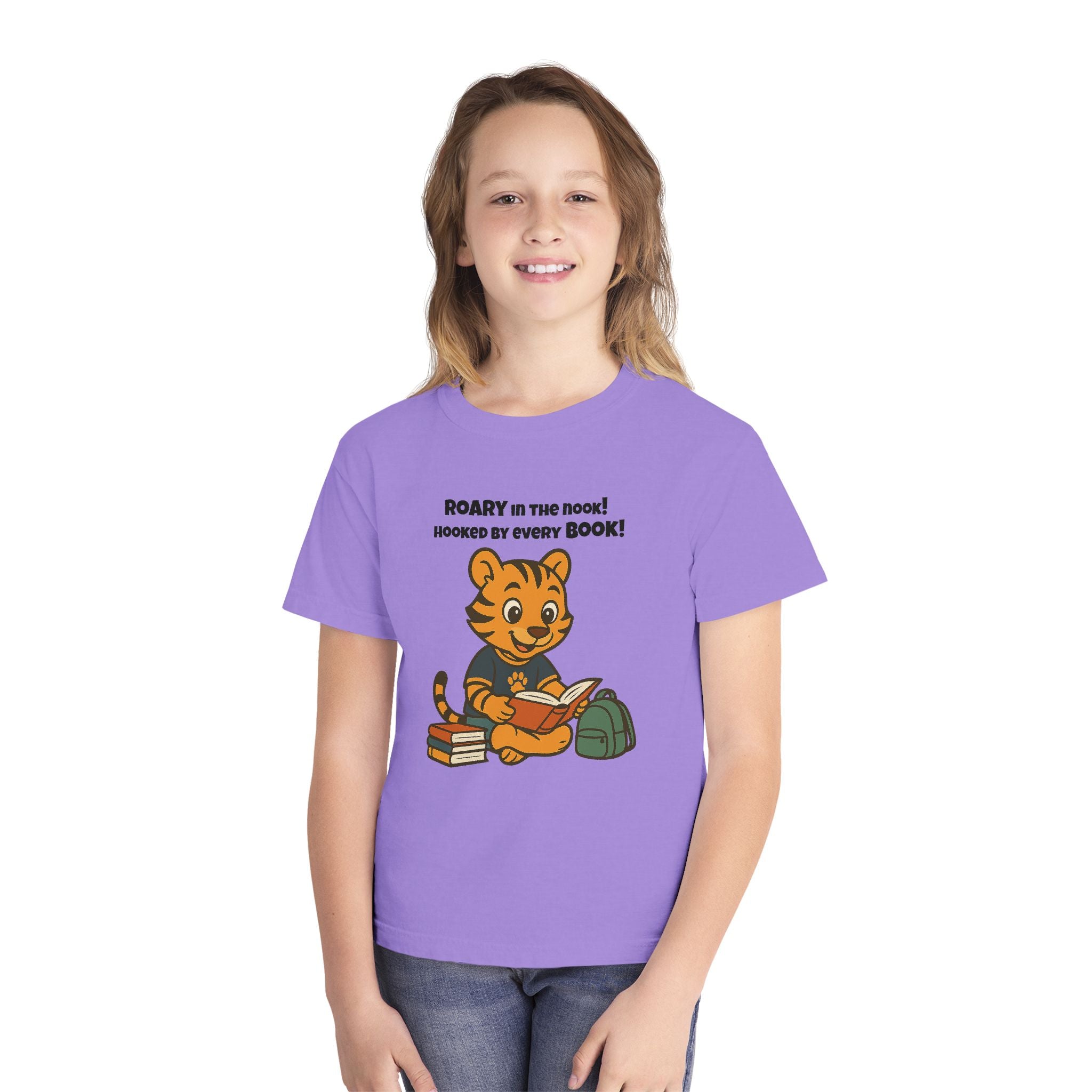 Youth Midweight Cotton Tee - Roary's Adventures in the Library