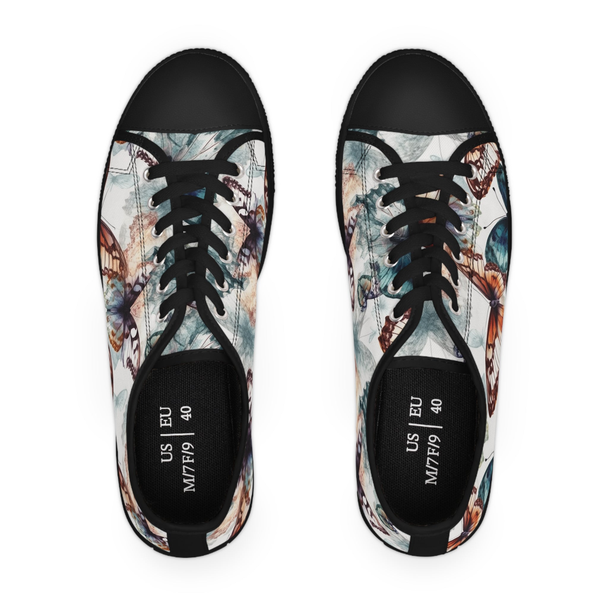 Women's Low Top Sneakers (AOP) - Seamless Butterfly Designs 07