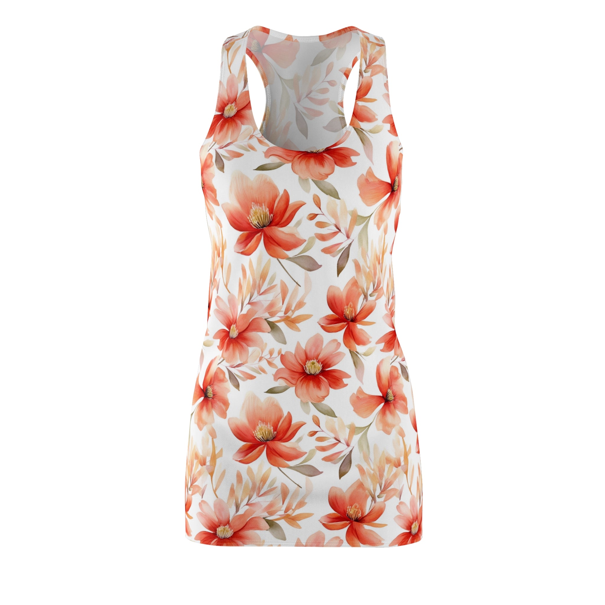 Women's Cut & Sew Racerback Dress (AOP) - Seamless Flower Watercolor Designs 03