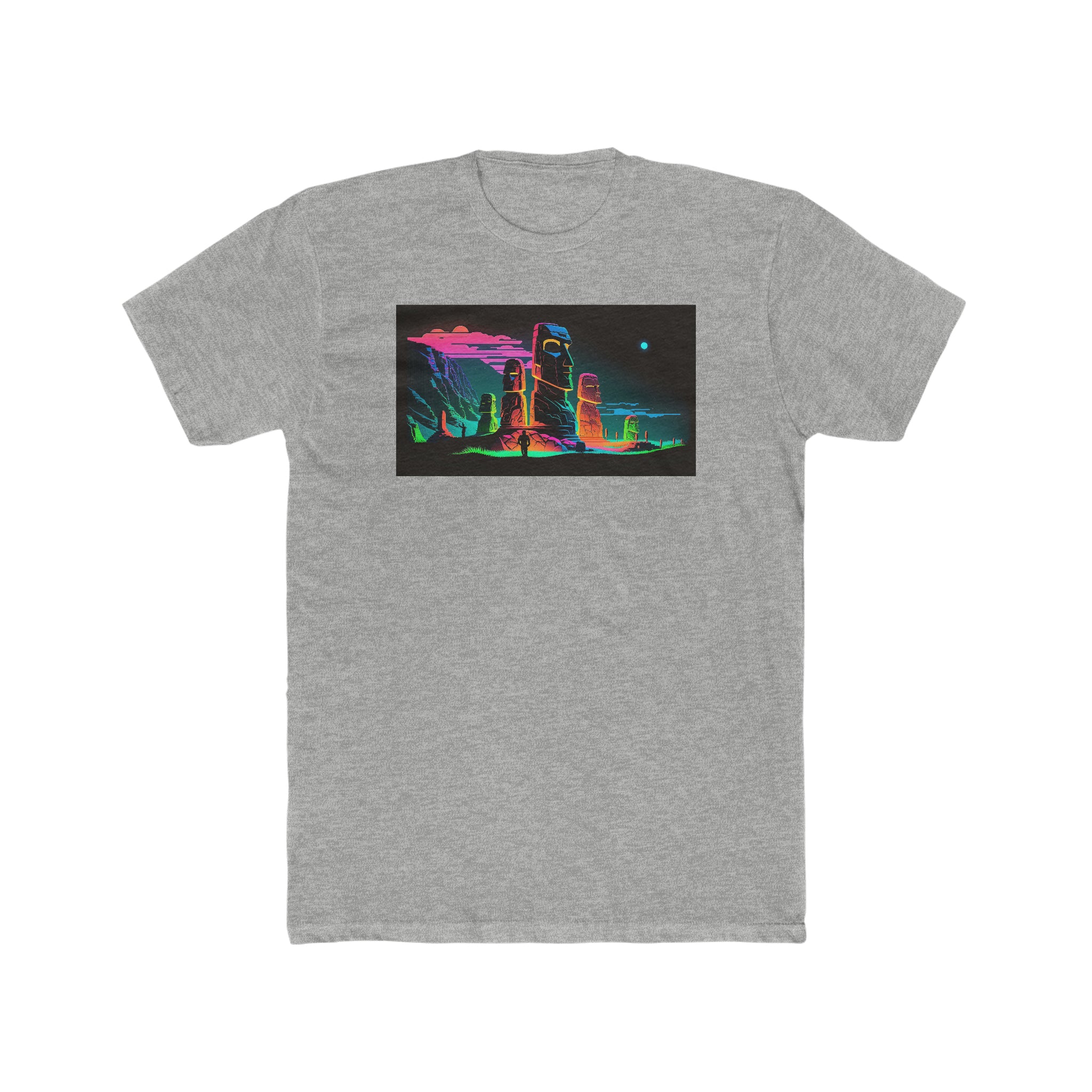 Men's Cotton Crew Tee - Fantasy Art - Easter Islands