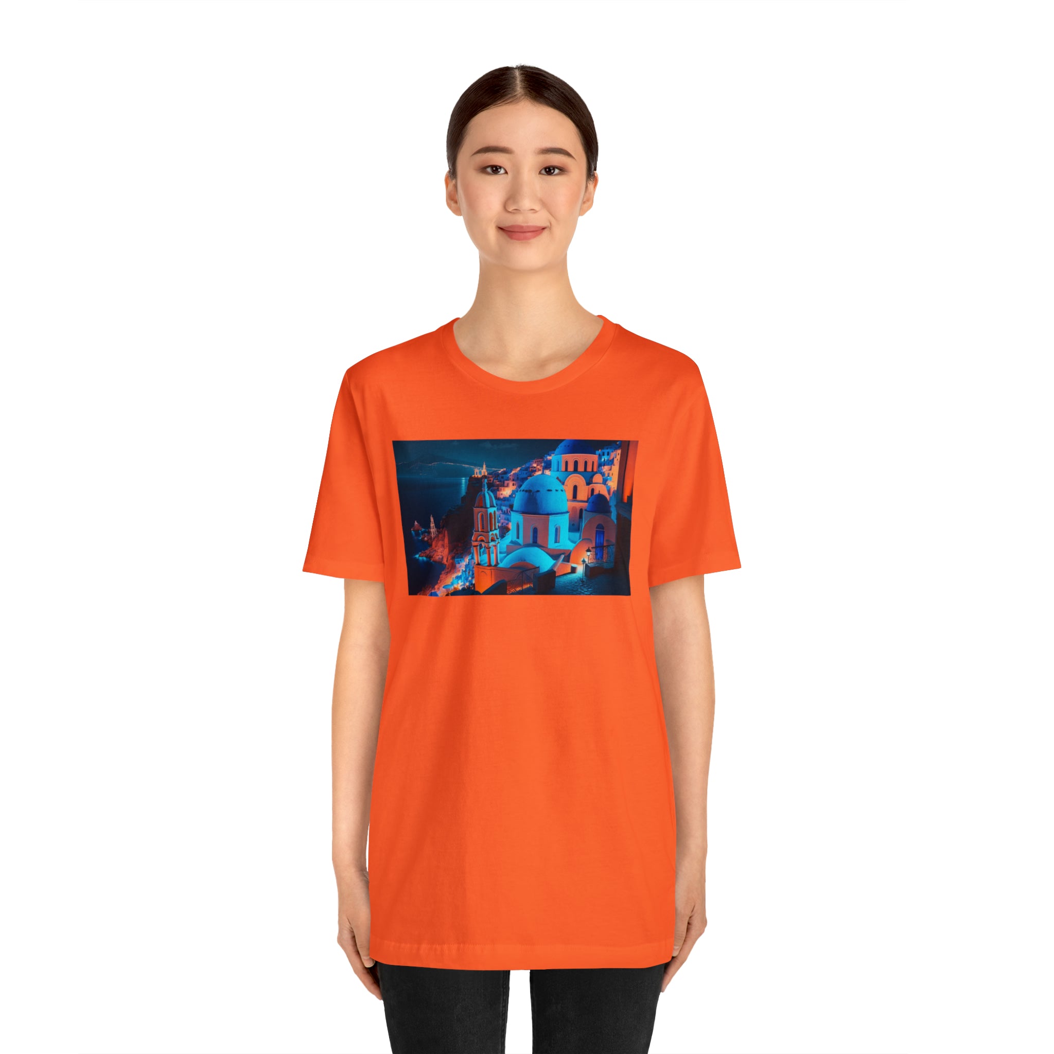 Unisex Jersey Short Sleeve Tee - Oia Blue Domes, Greece