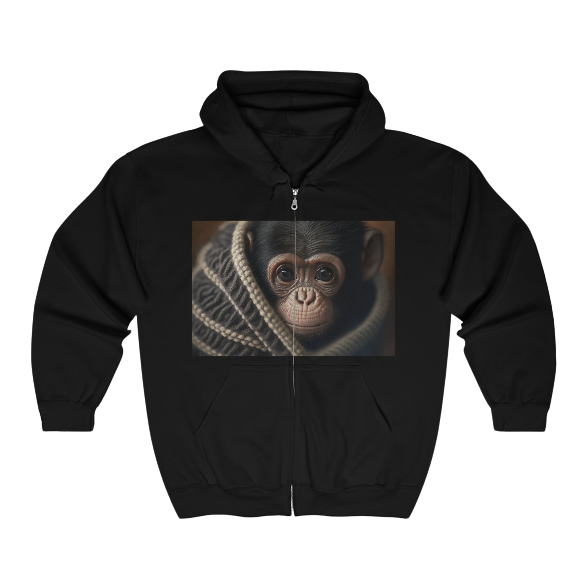 Unisex Heavy Blend™ Full Zip Hooded Sweatshirt - Baby Animals - Chimpanzee