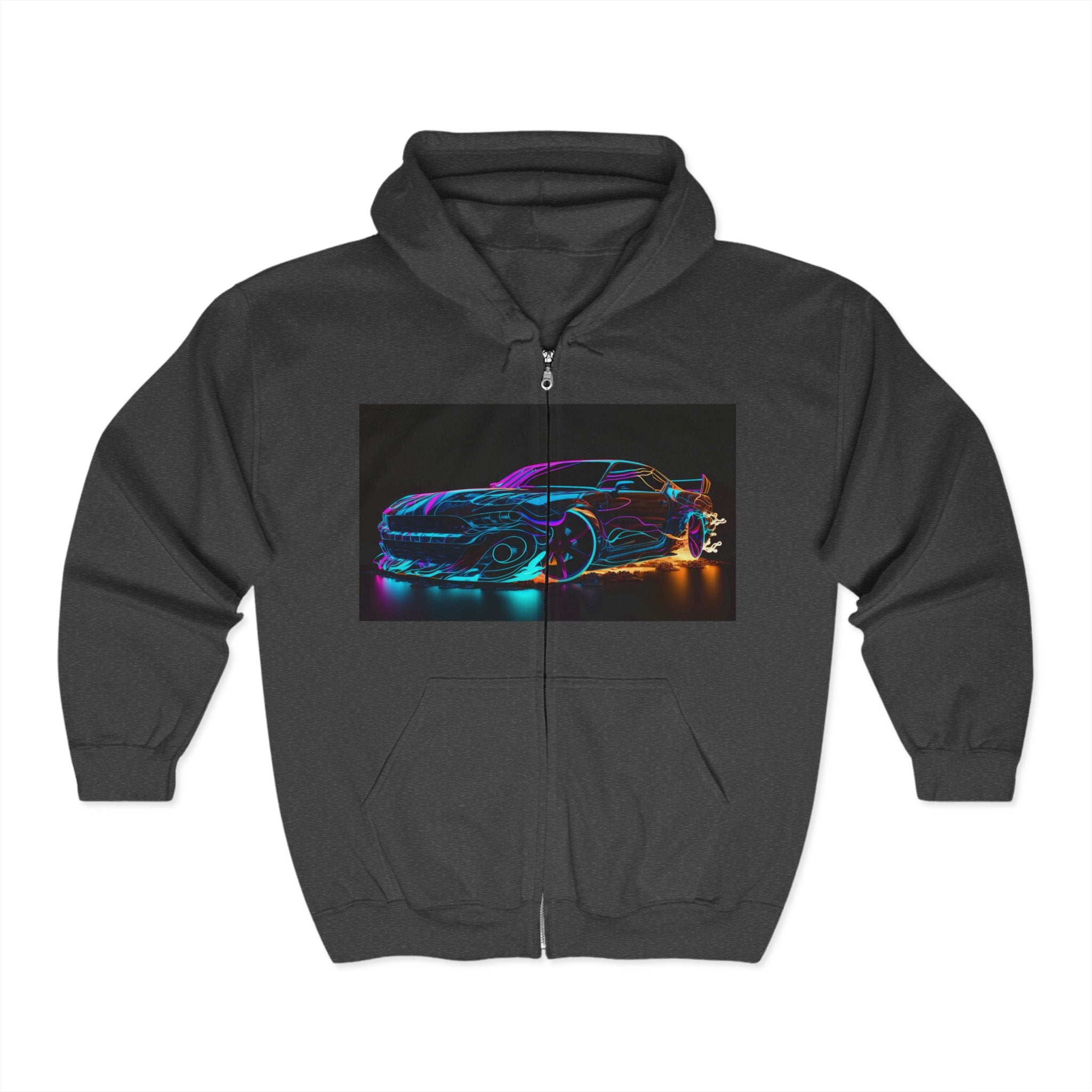 Unisex Heavy Blend™ Full Zip Hooded Sweatshirt - Neon Car 04