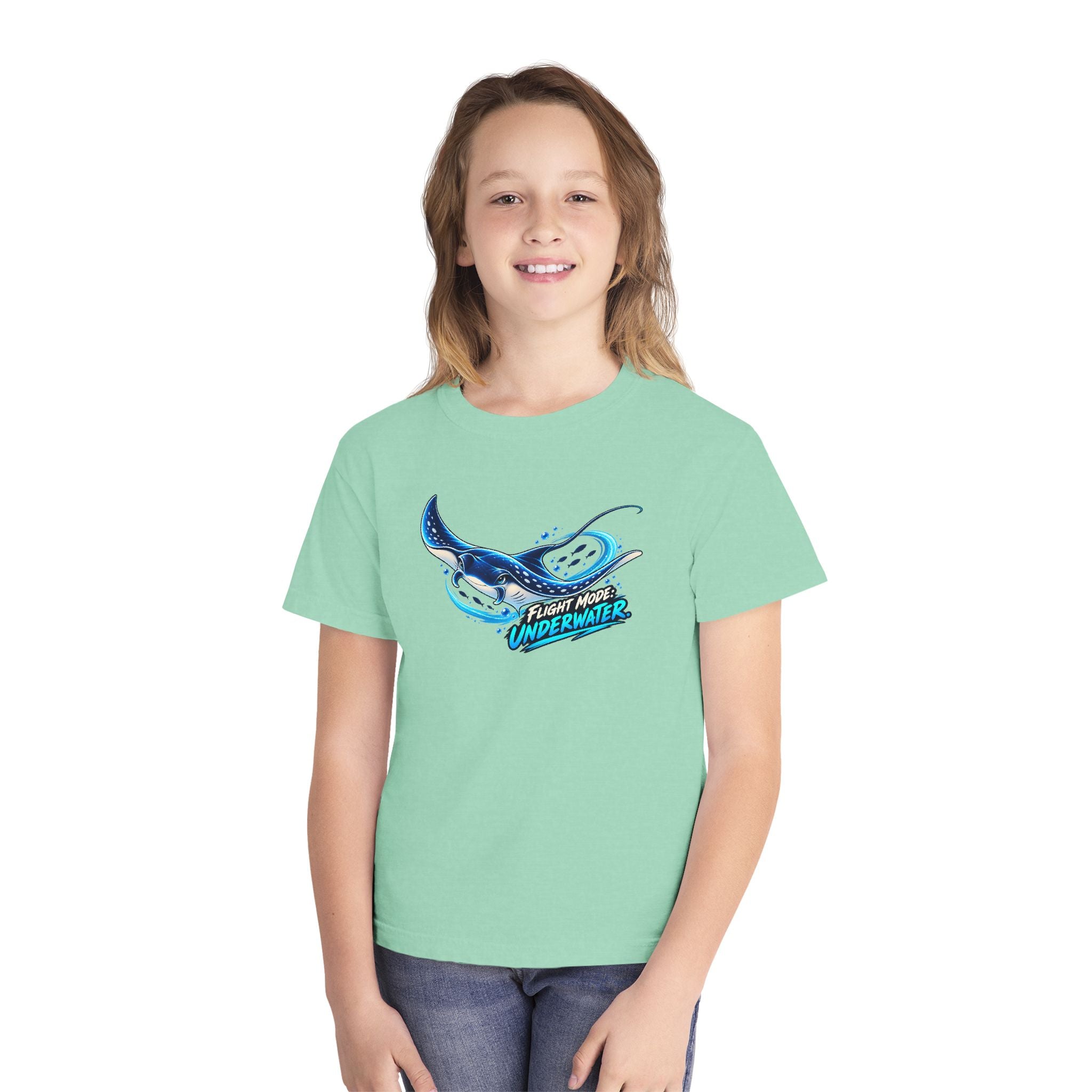 Youth Midweight Cotton Tee - Manta Ray