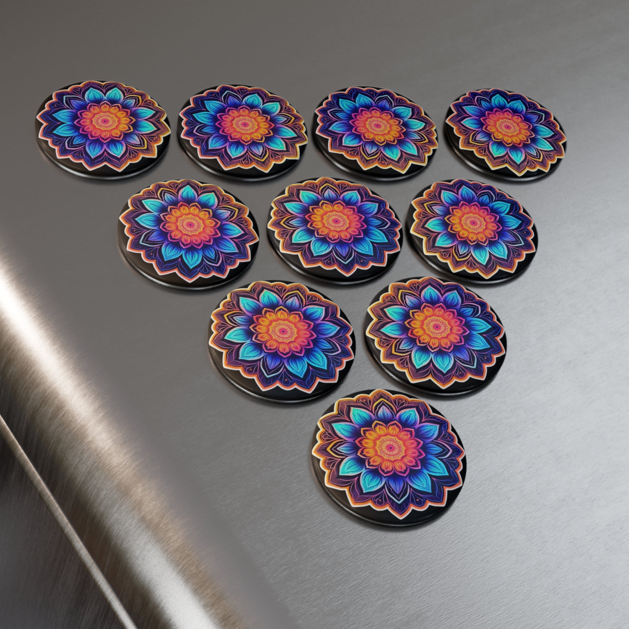 Button Magnet, Round (1 & 10 pcs) - Mandalas 22