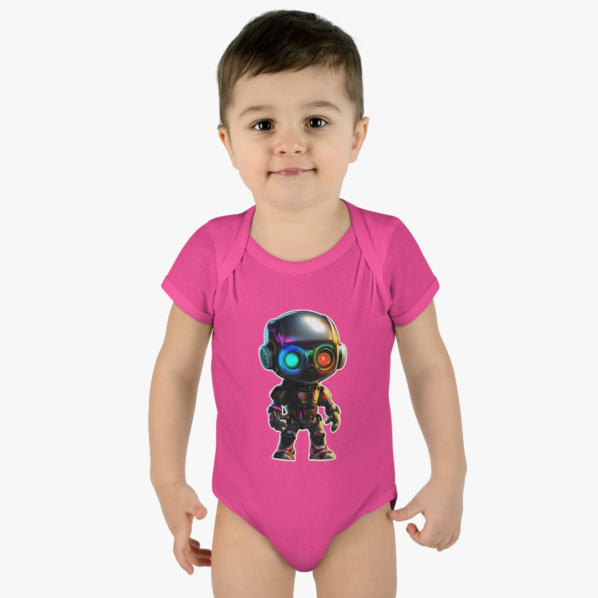 Infant Baby Rib Bodysuit - Byte, Robot Pop Art 06