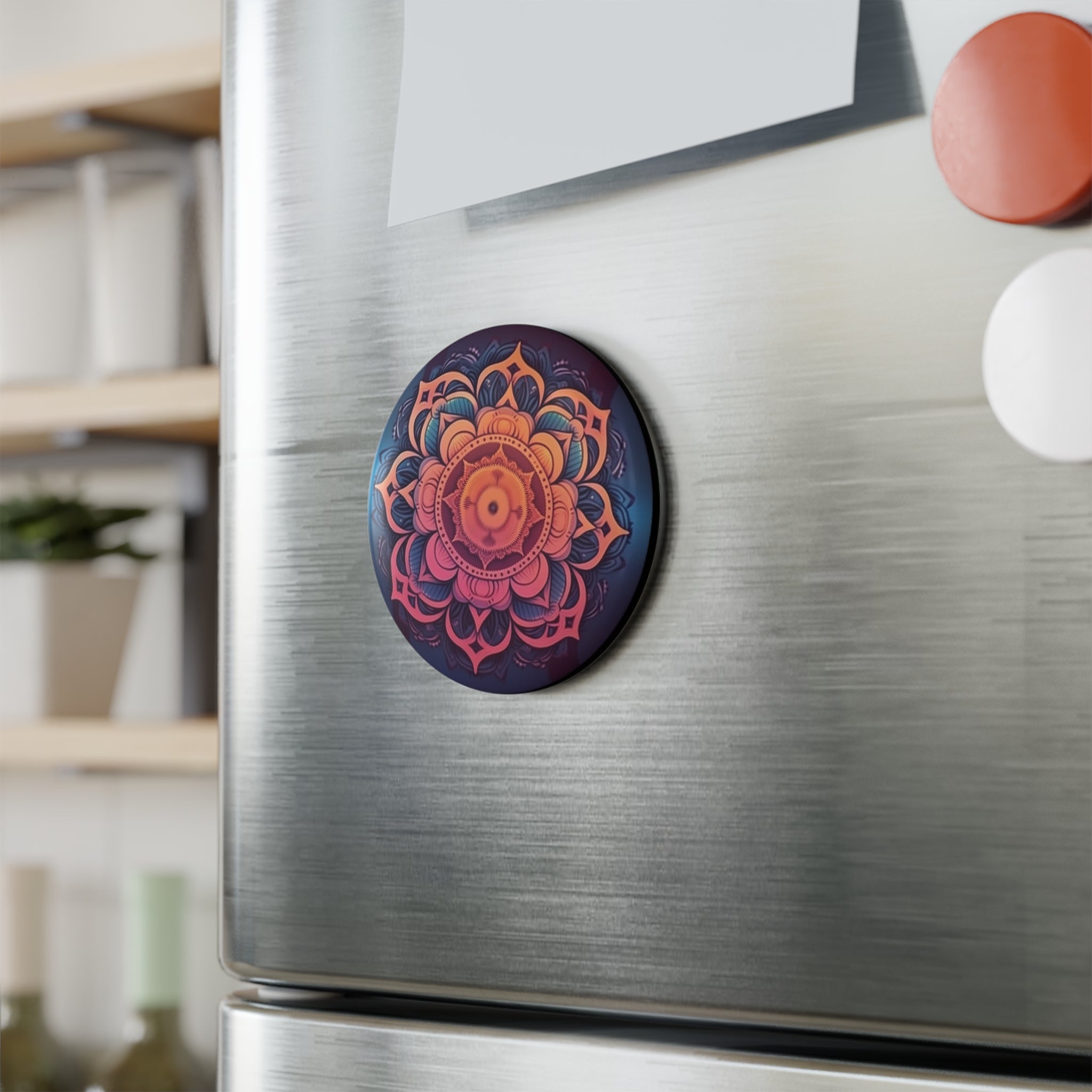Button Magnet, Round (1 & 10 pcs) - Mandalas 17