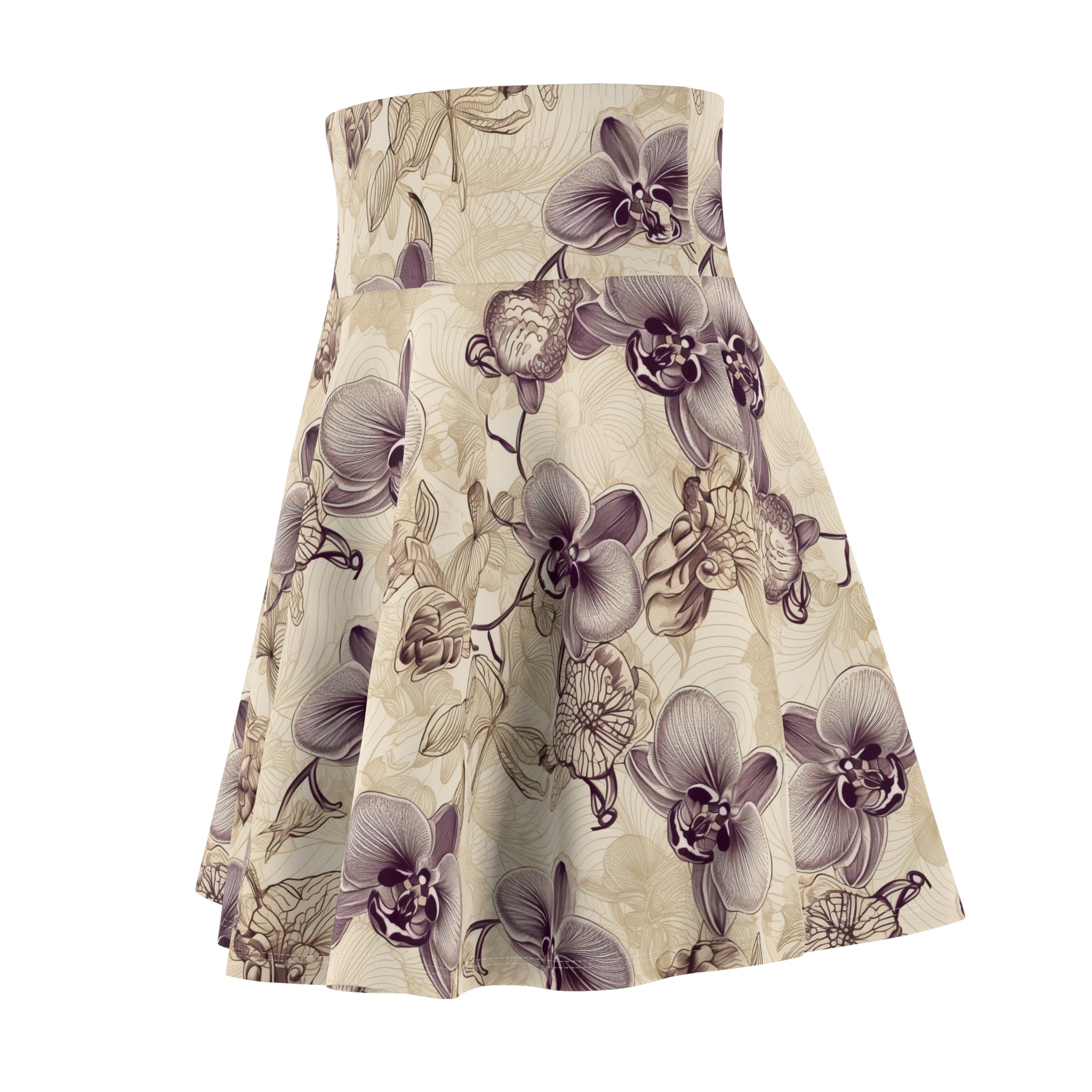 Women's Skater Skirt (AOP) - Seamless Watercolor Designs - Orchids
