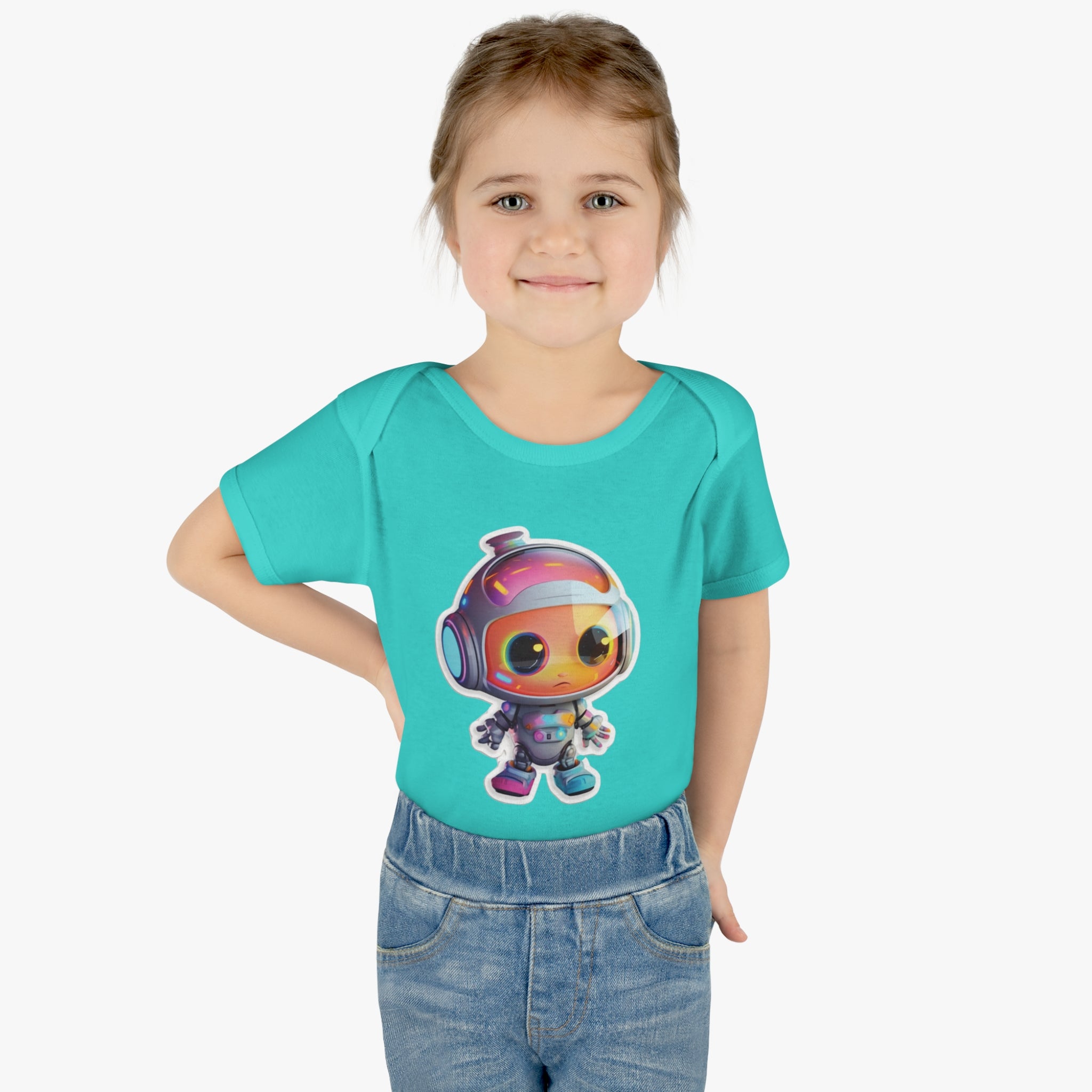 Infant Baby Rib Bodysuit - Botty, Robot Pop Art 03