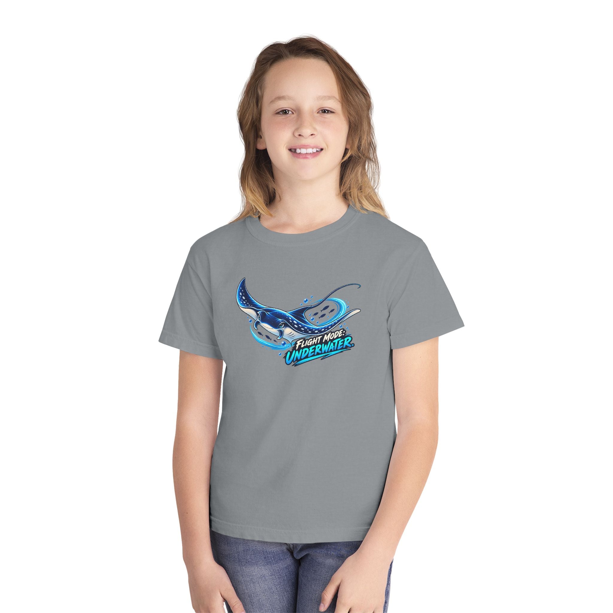 Youth Midweight Cotton Tee - Manta Ray