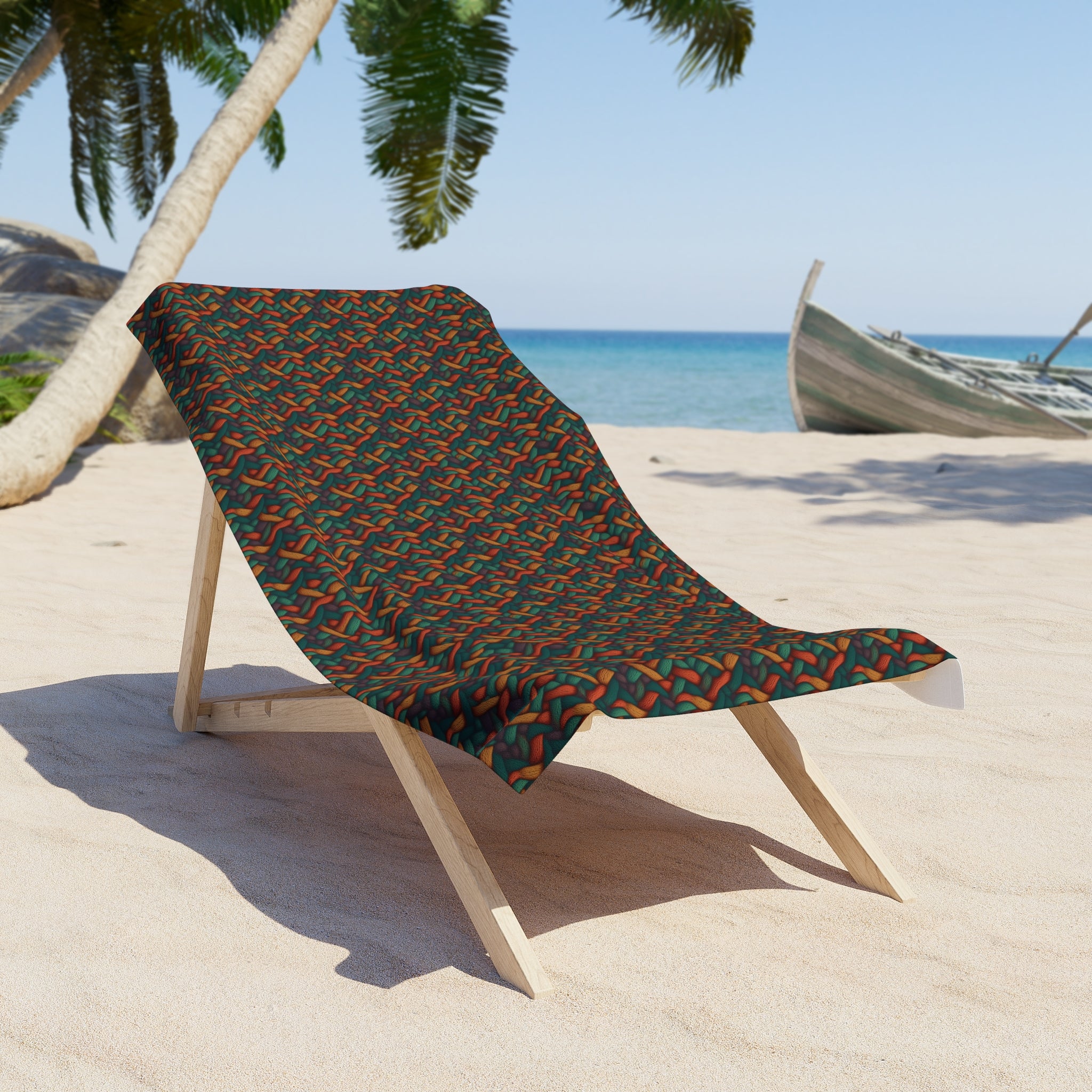 Beach Towel (AOP) - Seamless Knit Art Design 01