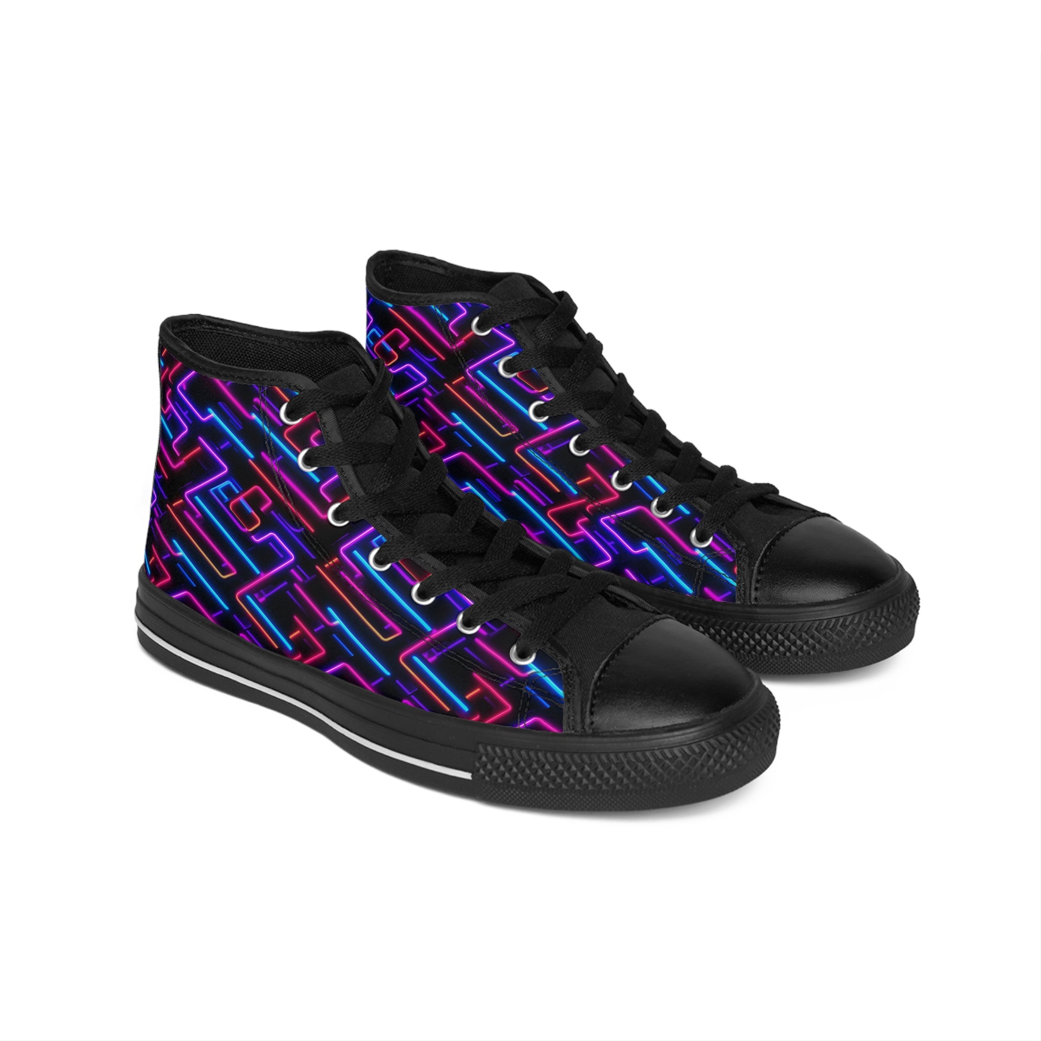 Men's Classic Sneakers (AOP) - Seamless Vibrant Neon Designs 01