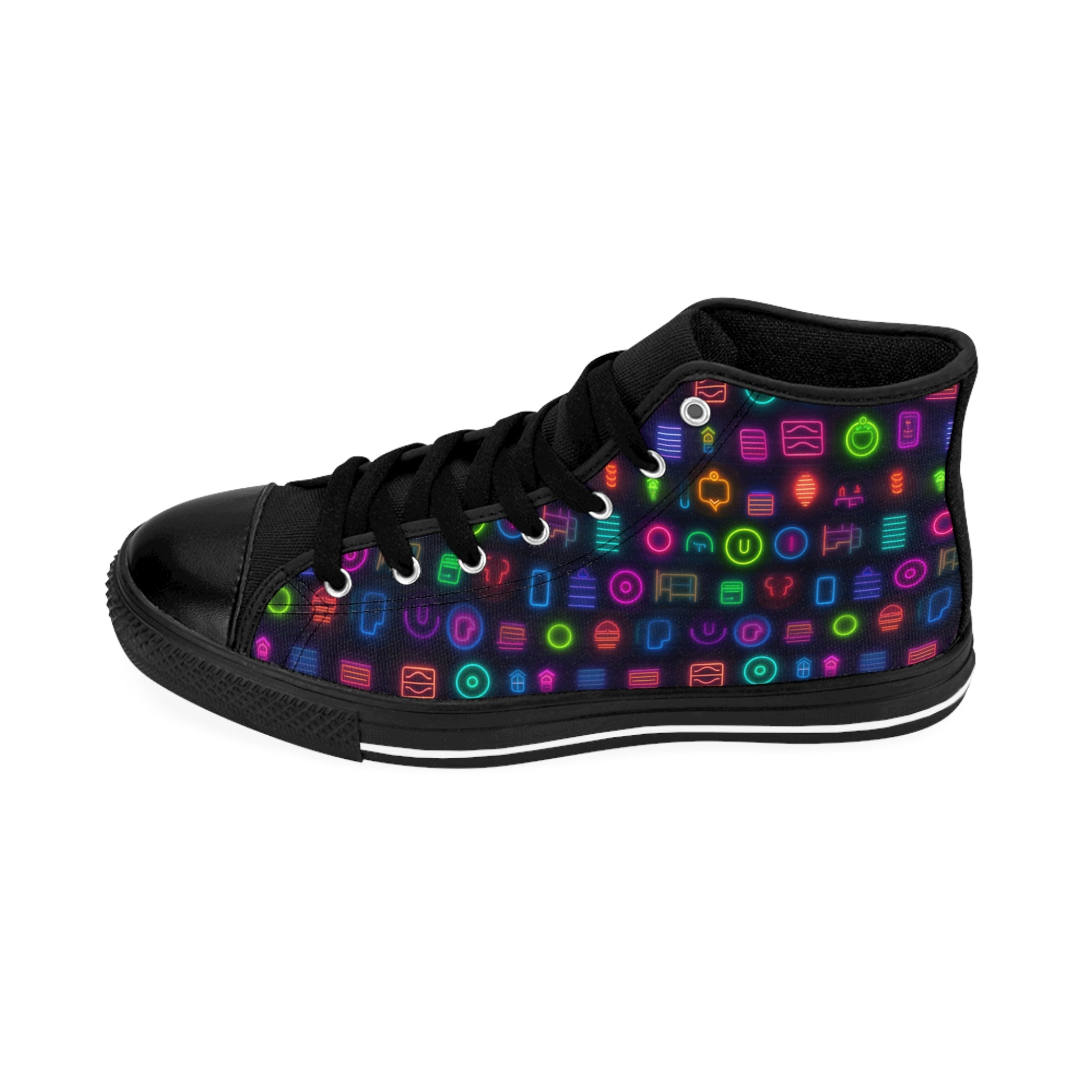 Men's Classic Sneakers (AOP) - Seamless Vibrant Neon Designs 04