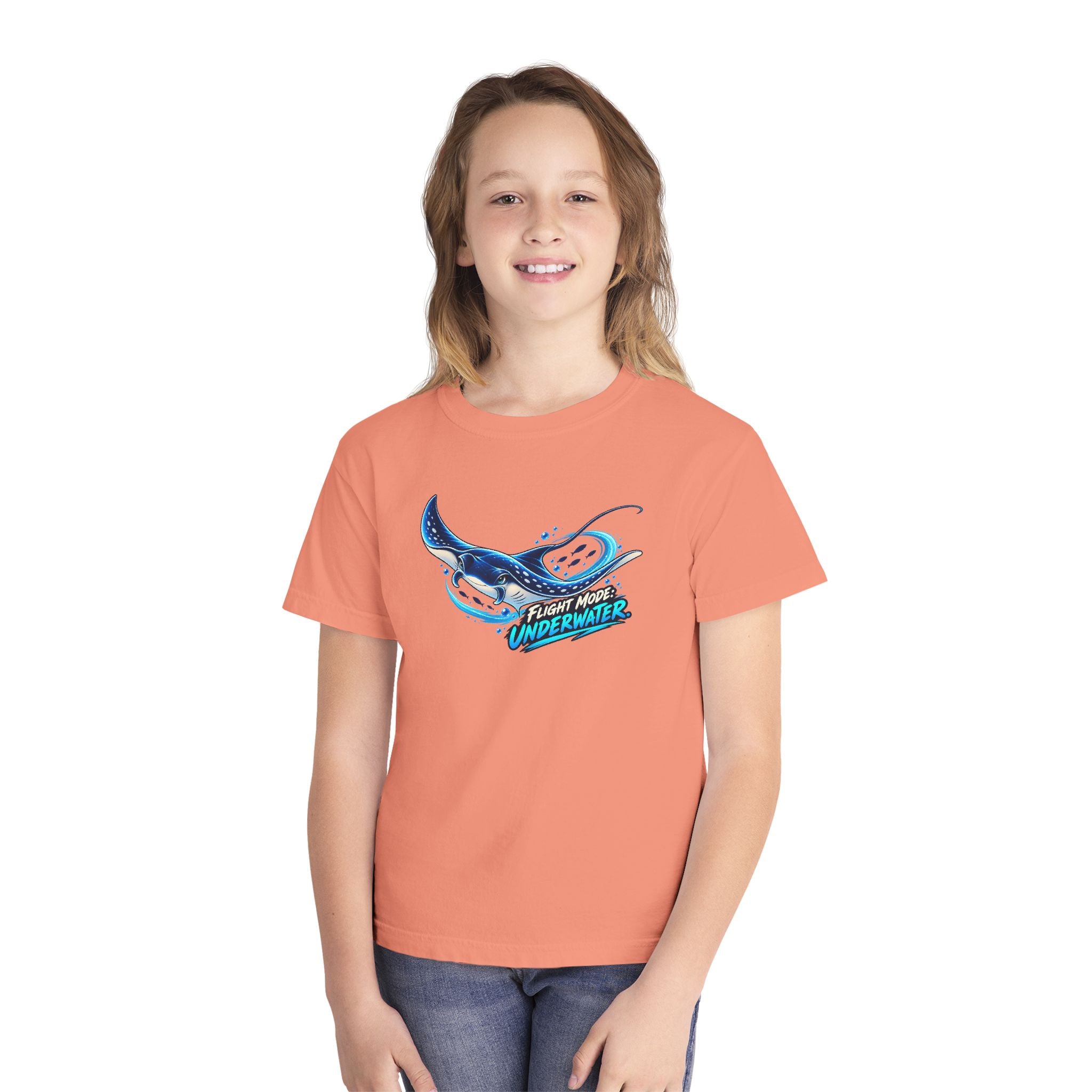 Youth Midweight Cotton Tee - Manta Ray