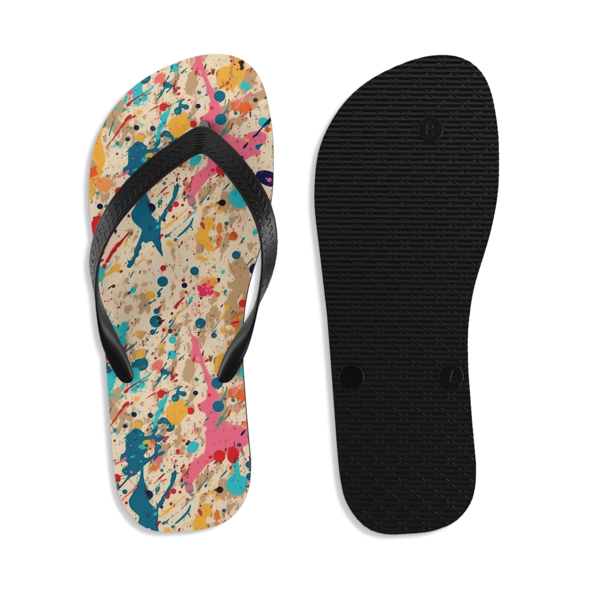 Unisex Flip-Flops (AOP) - Seamless Color Splatter Designs 05