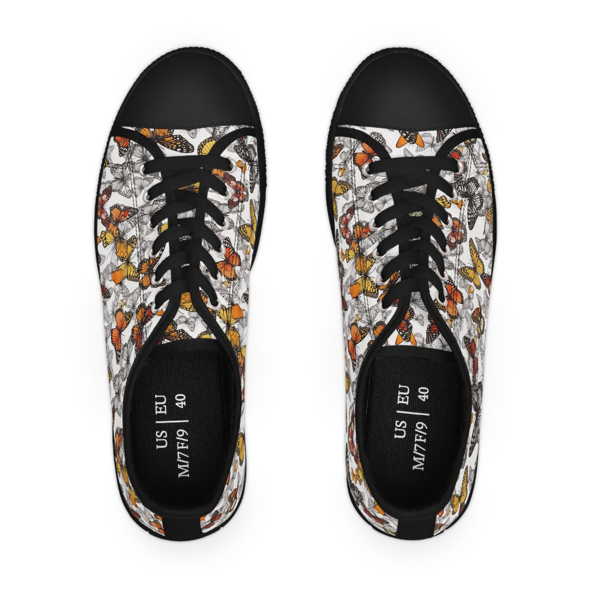 Women's Low Top Sneakers (AOP) - Seamless Butterfly Designs 04