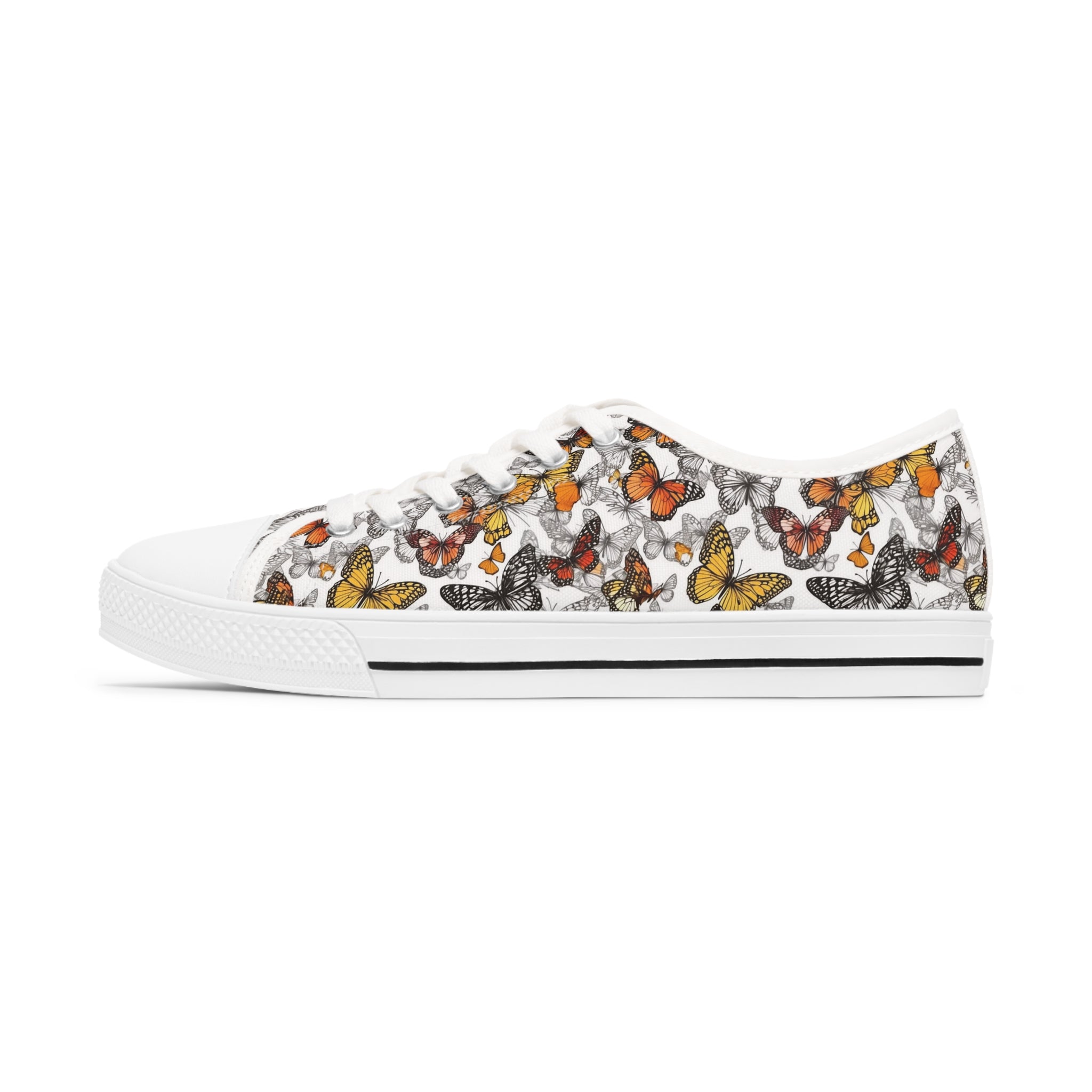 Women's Low Top Sneakers (AOP) - Seamless Butterfly Designs 04