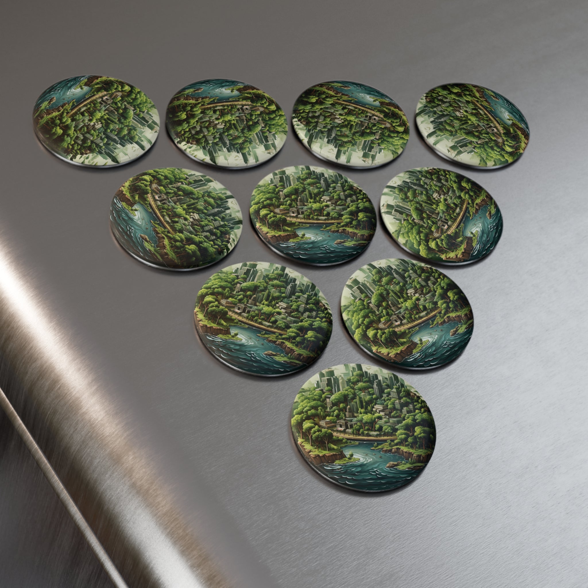 Button Magnet, Round (1 & 10 pcs) - Isometric City Designs 11
