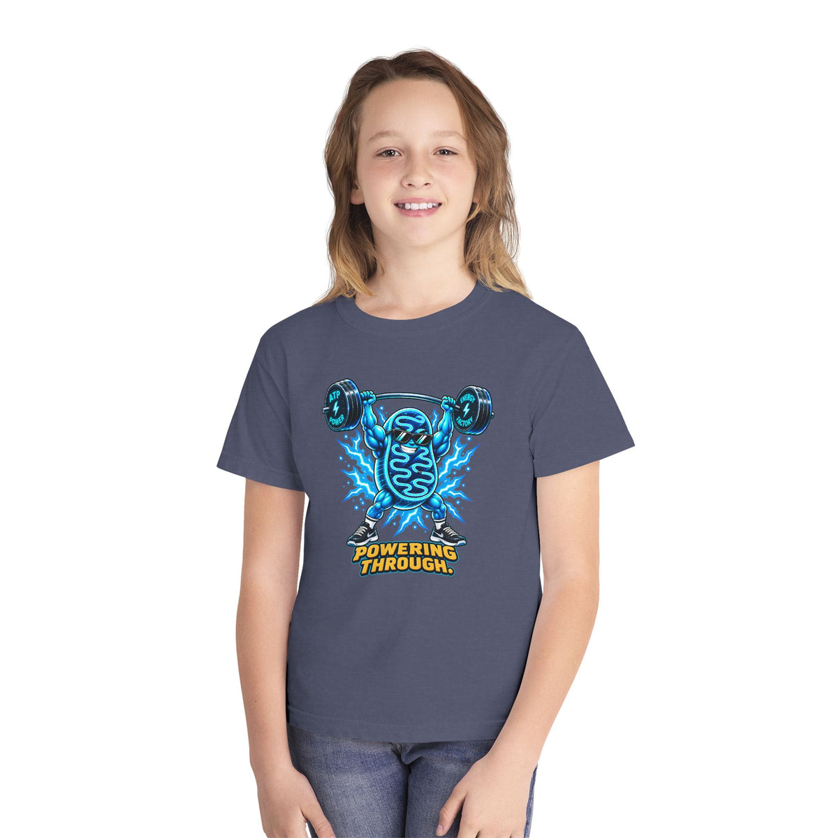 Mitochondria Powerhouse, a Science design, on a youth midweight cotton tee