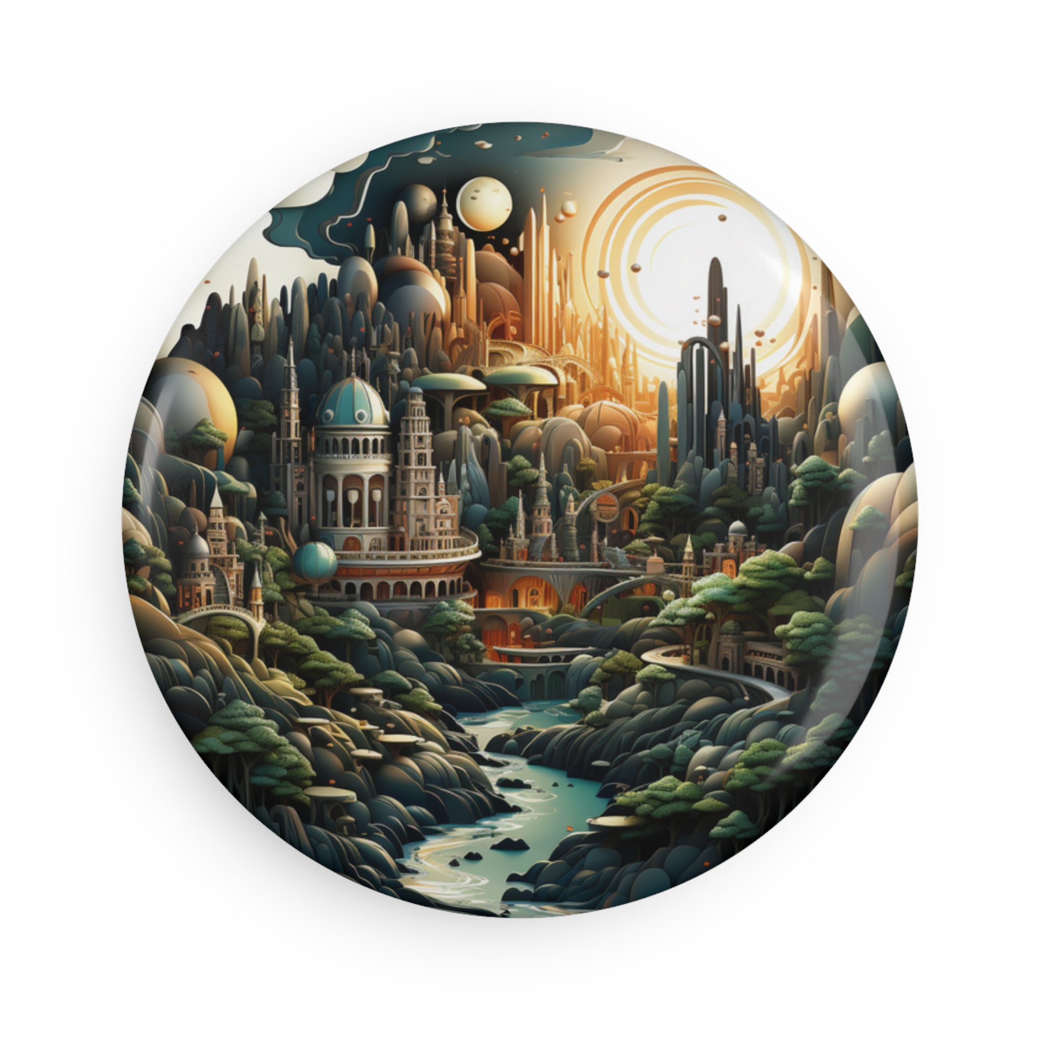 Button Magnet, Round (1 & 10 pcs) - Isometric City Designs 16