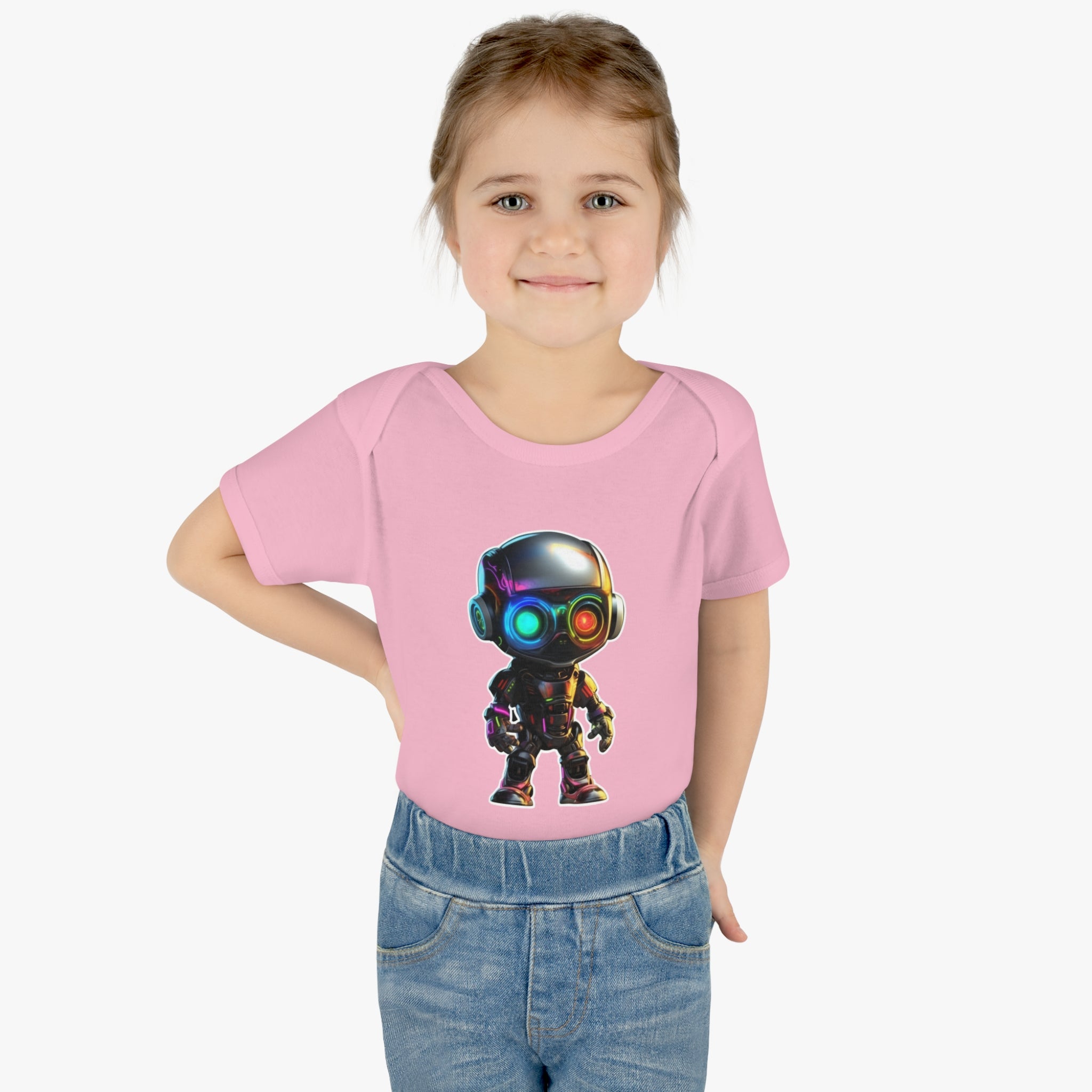 Infant Baby Rib Bodysuit - Byte, Robot Pop Art 06