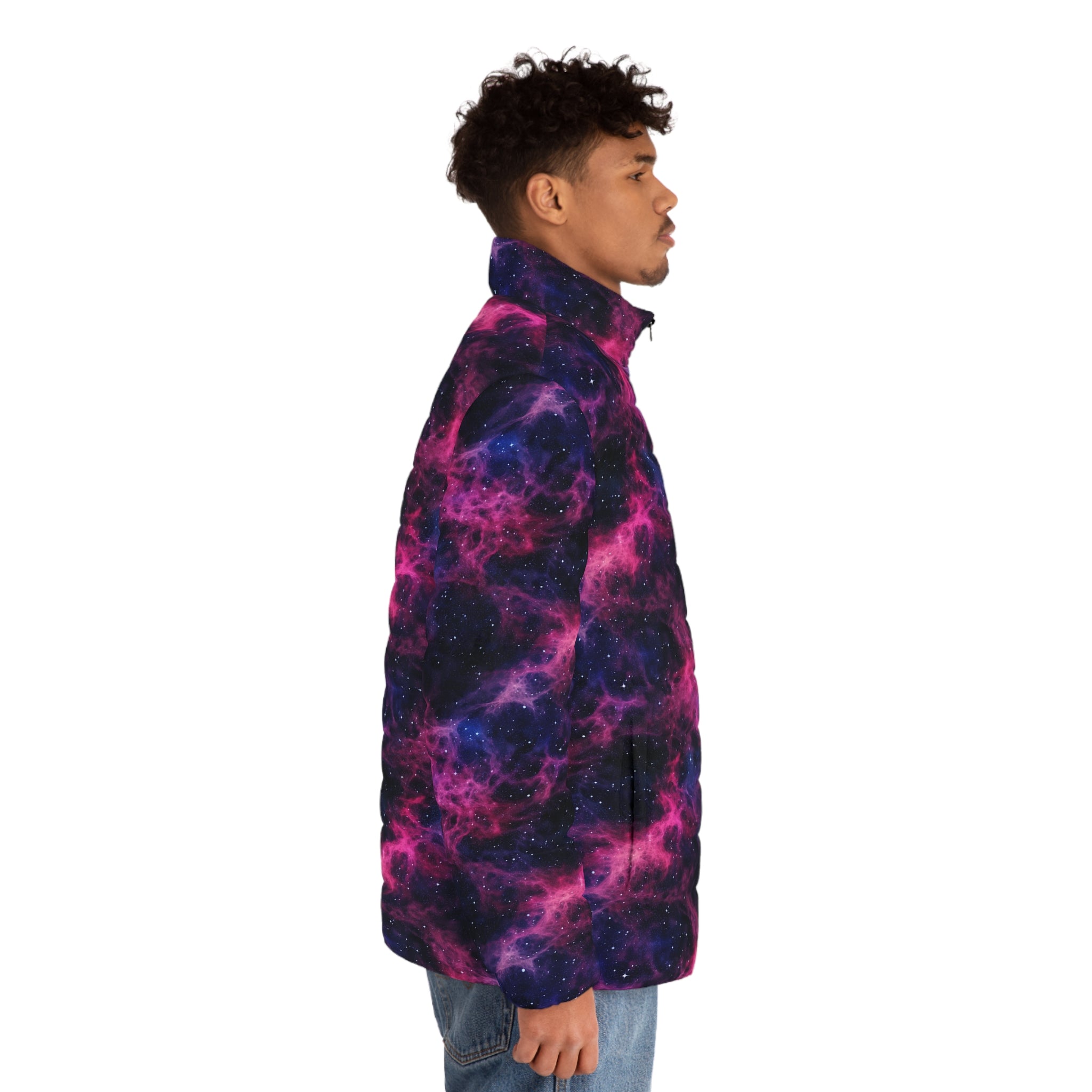 Men's Puffer Jacket (AOP) - Digital Galaxies 02