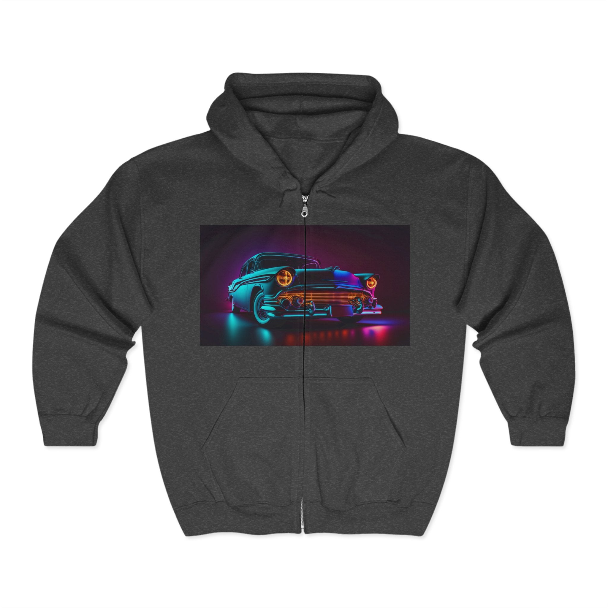Unisex Heavy Blend™ Full Zip Hooded Sweatshirt - Neon Car 07
