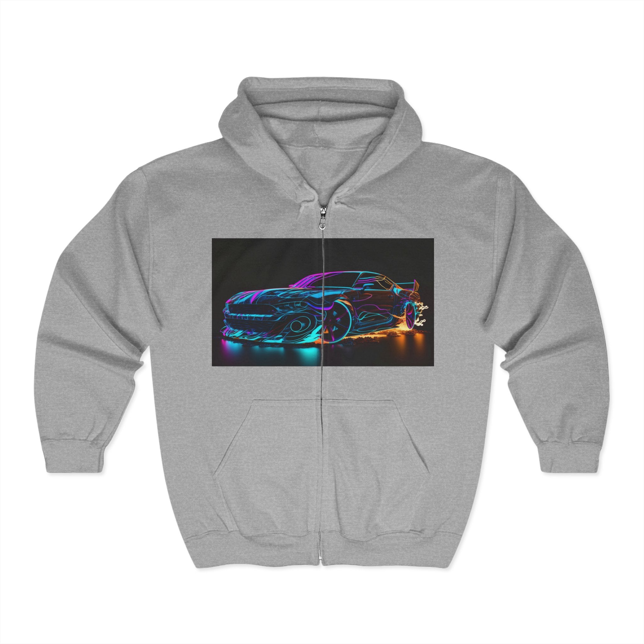 Unisex Heavy Blend™ Full Zip Hooded Sweatshirt - Neon Car 04