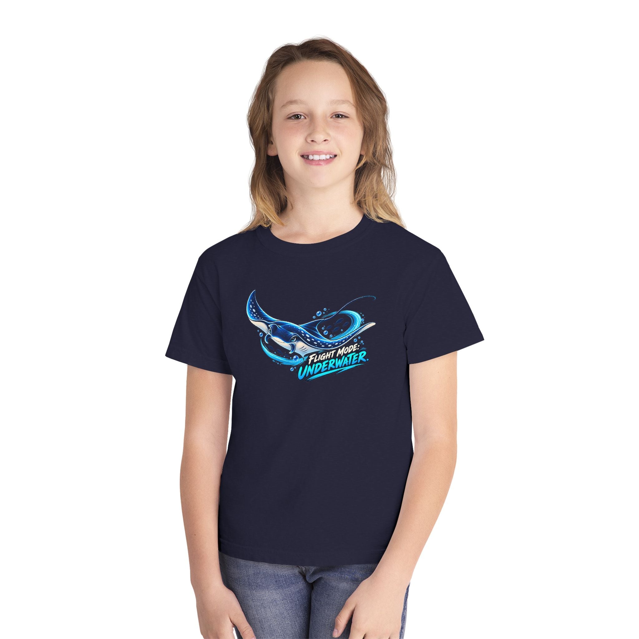 Youth Midweight Cotton Tee - Manta Ray