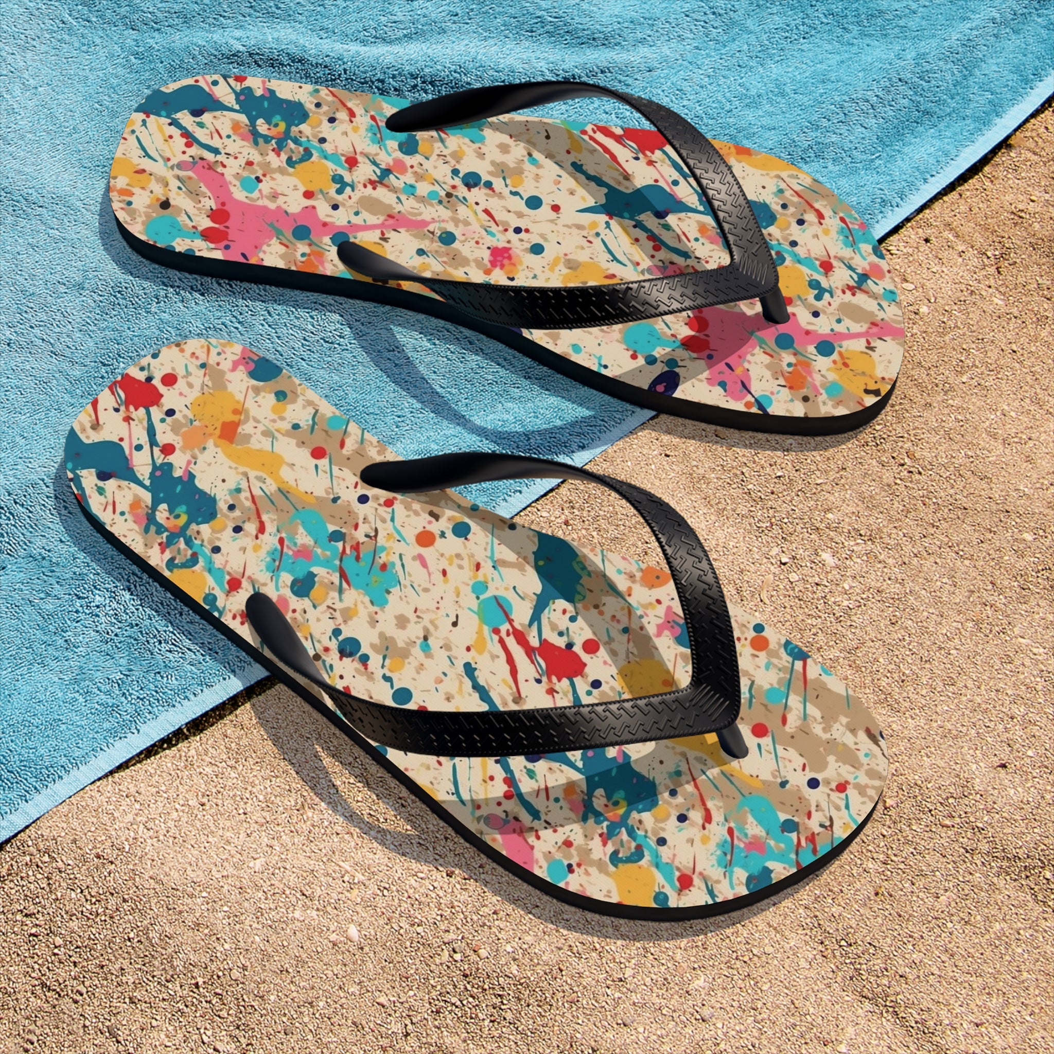 Unisex Flip-Flops (AOP) - Seamless Color Splatter Designs 05