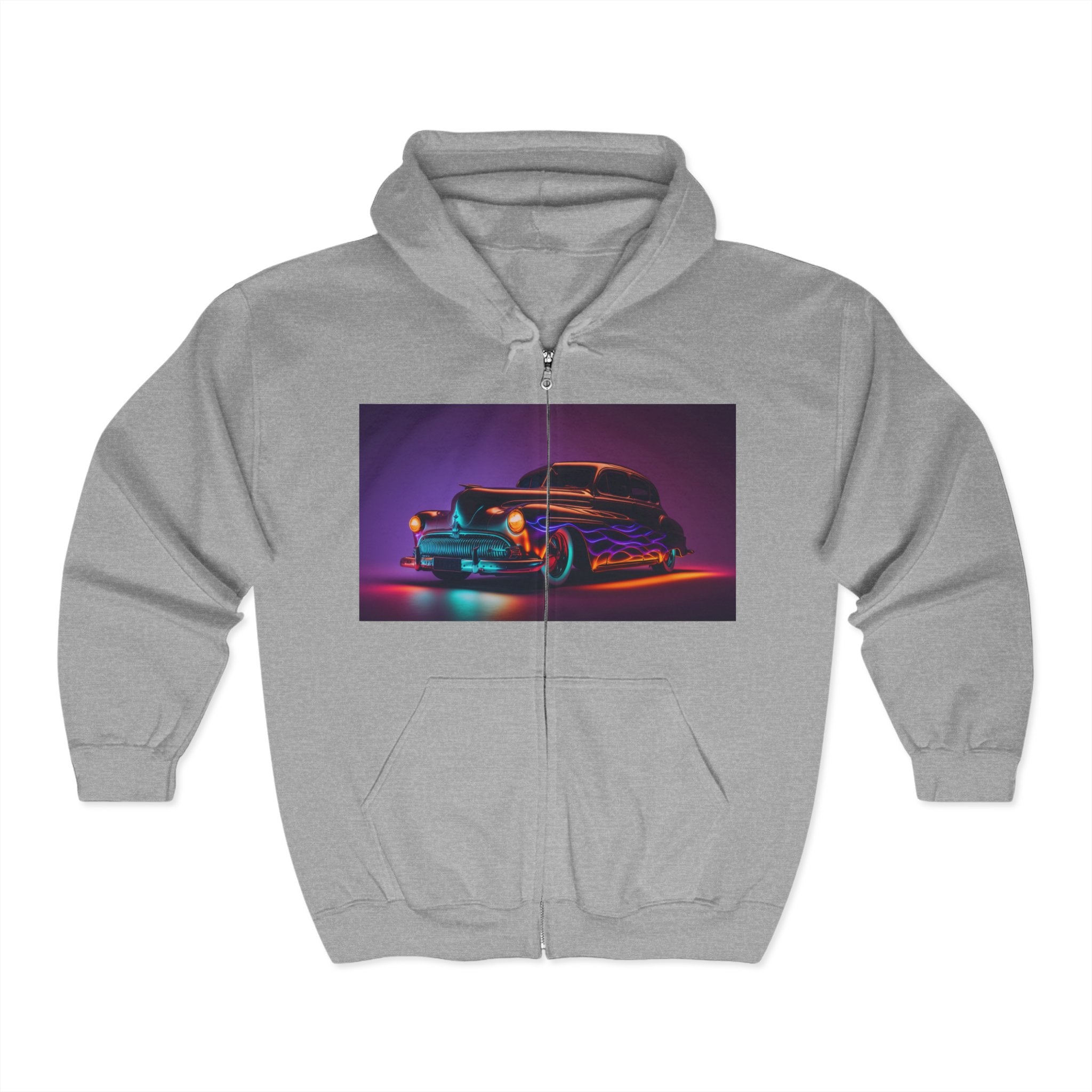 Unisex Heavy Blend™ Full Zip Hooded Sweatshirt - Neon Car 06
