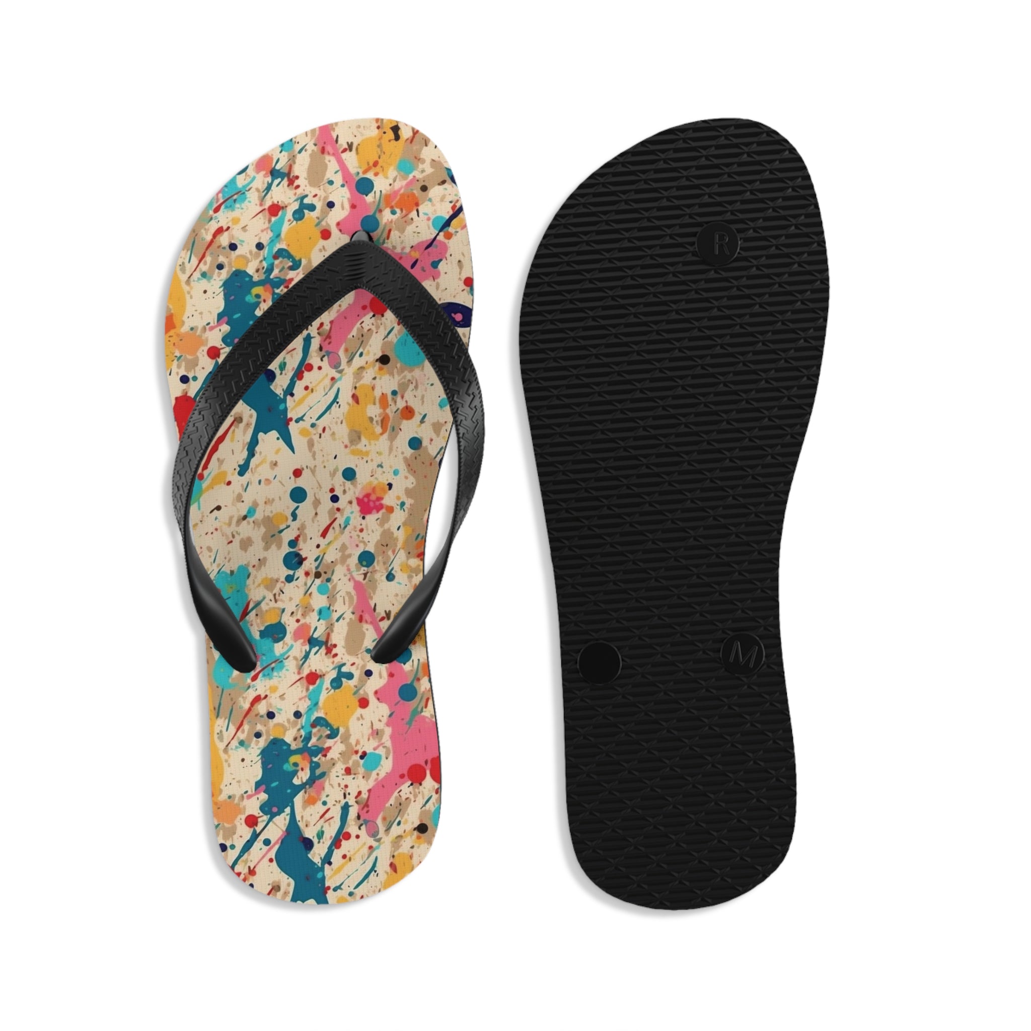 Unisex Flip-Flops (AOP) - Seamless Color Splatter Designs 05