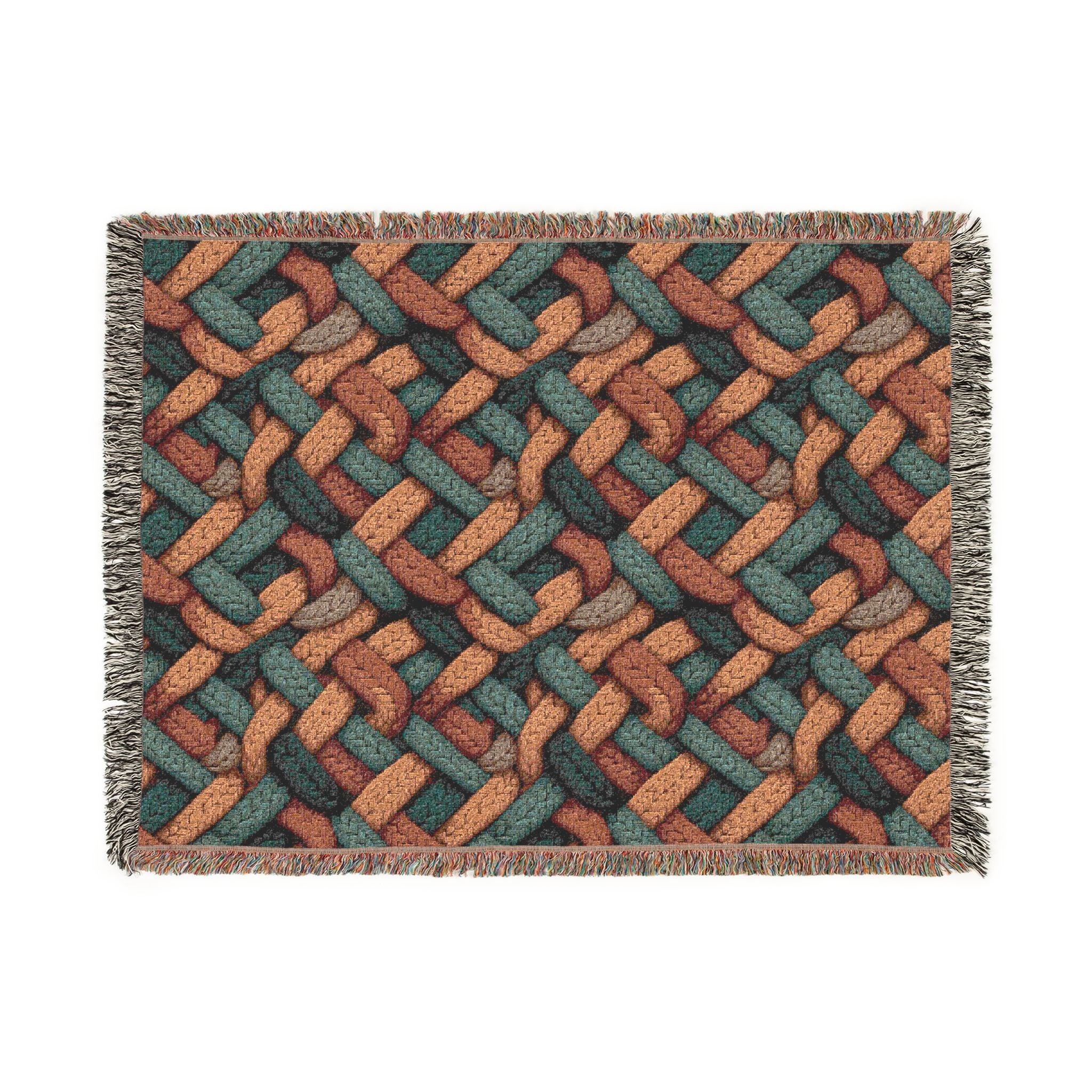 Woven Throw Blanket — Reversible Cozy Check Pattern for Living Room & Cabin - Design 07