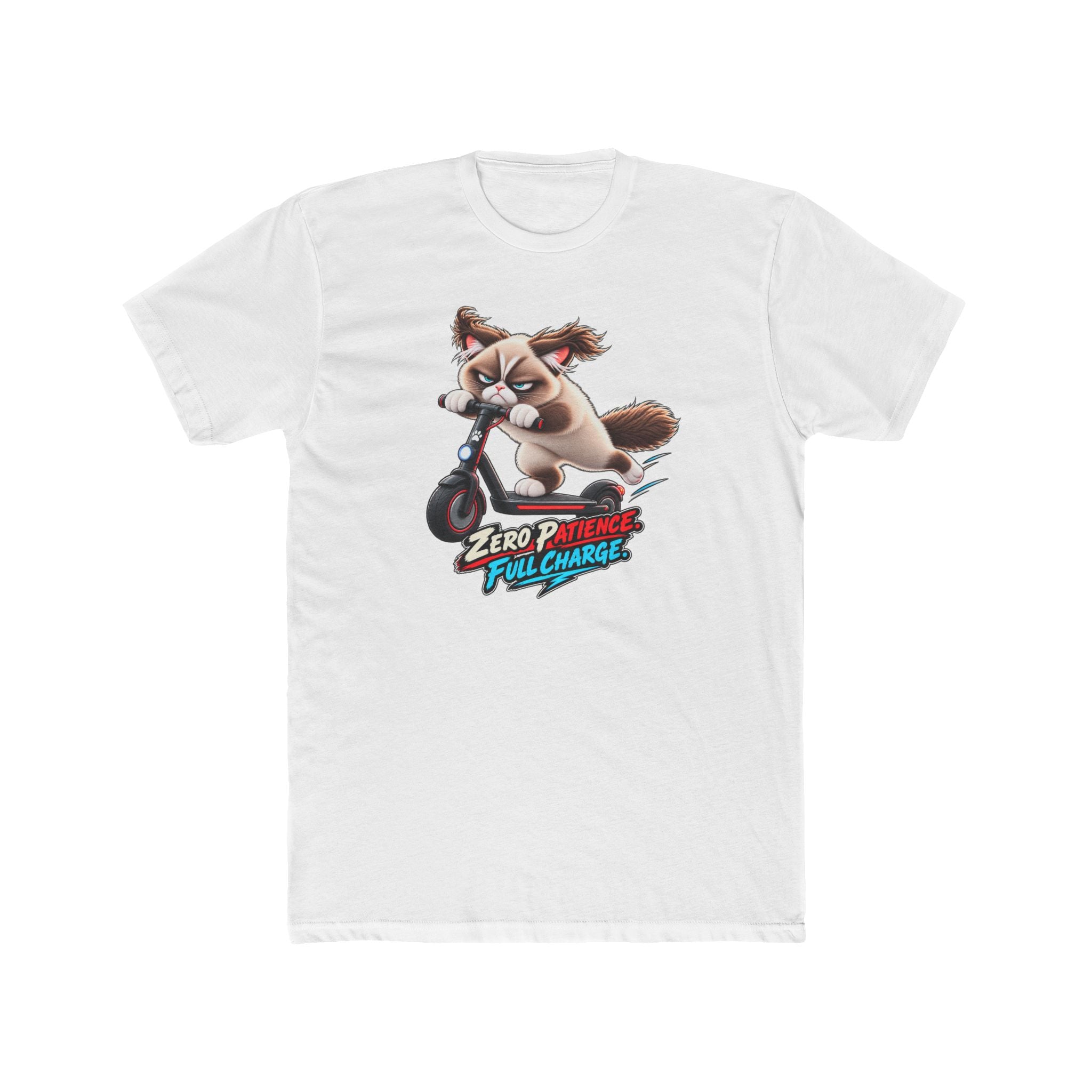 Men's Cotton Crew Tee - Grumpy Cats Collection - Zero Patience, Full Charge