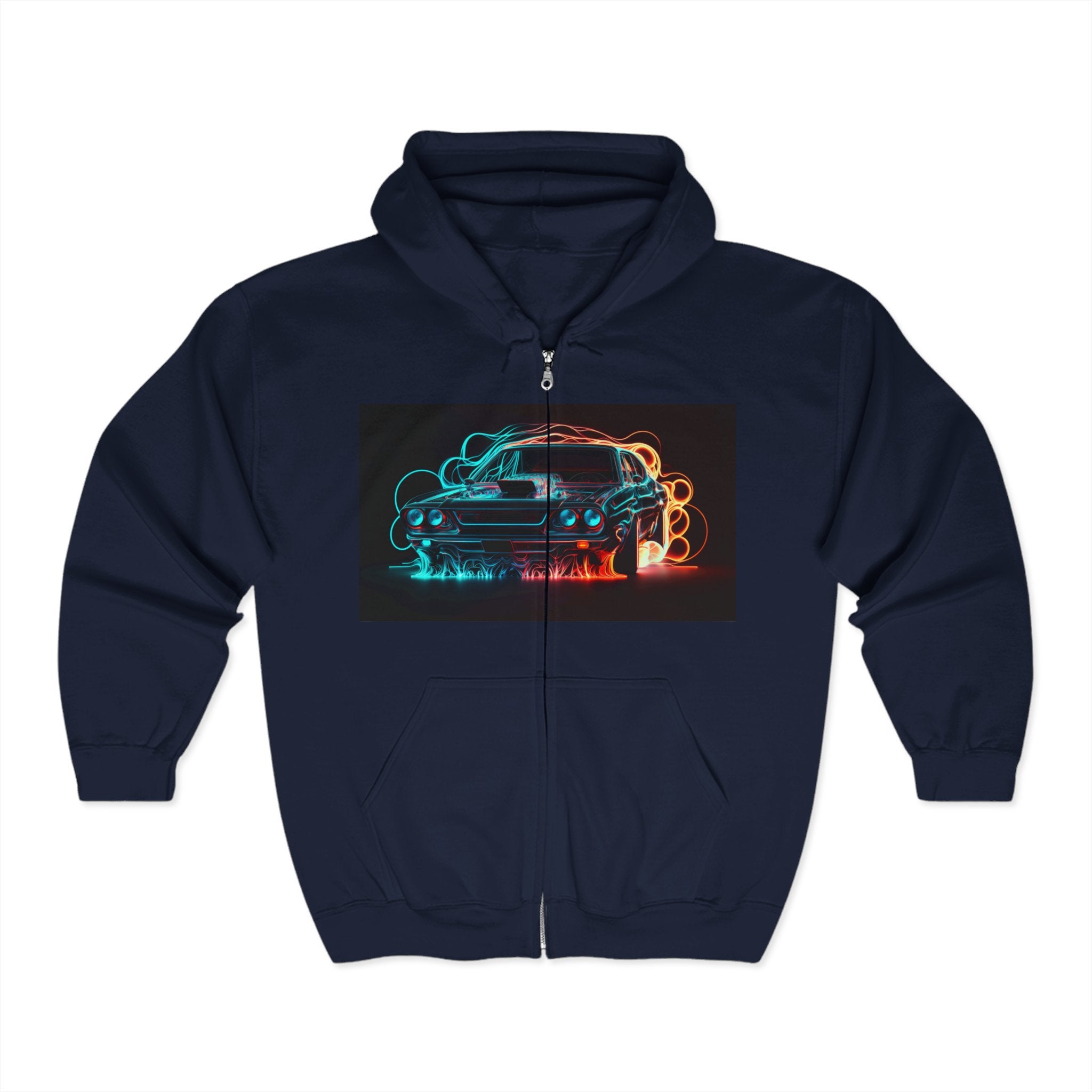 Unisex Heavy Blend™ Full Zip Hooded Sweatshirt - Neon Car 05