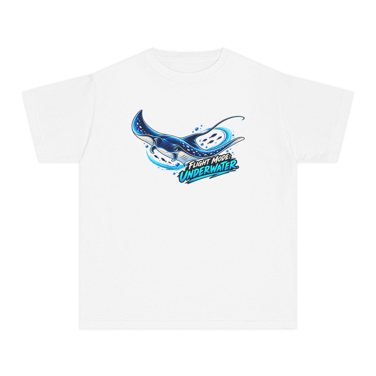 Manta Ray Flying Underwater, a Science design, on a youth midweight cotton tee