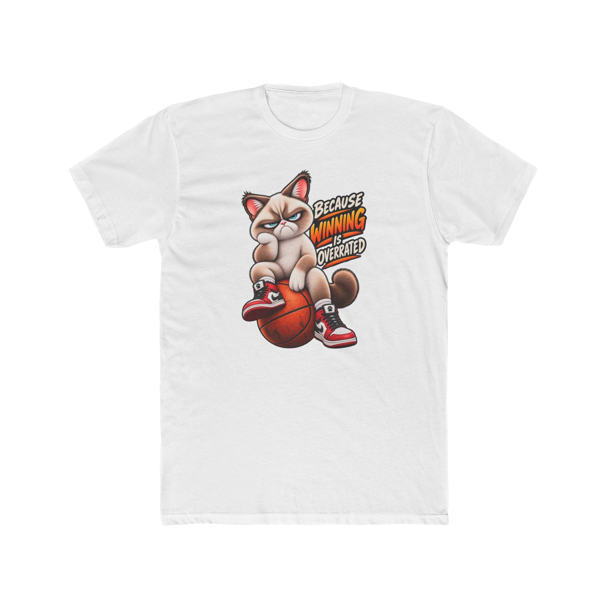 Men's Cotton Crew Tee - Grumpy Cats Collection - Because Winning is Overrated (Basketball)