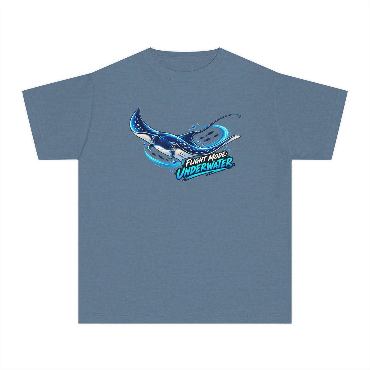 Manta Ray Flying Underwater, a Science design, on a youth midweight cotton tee