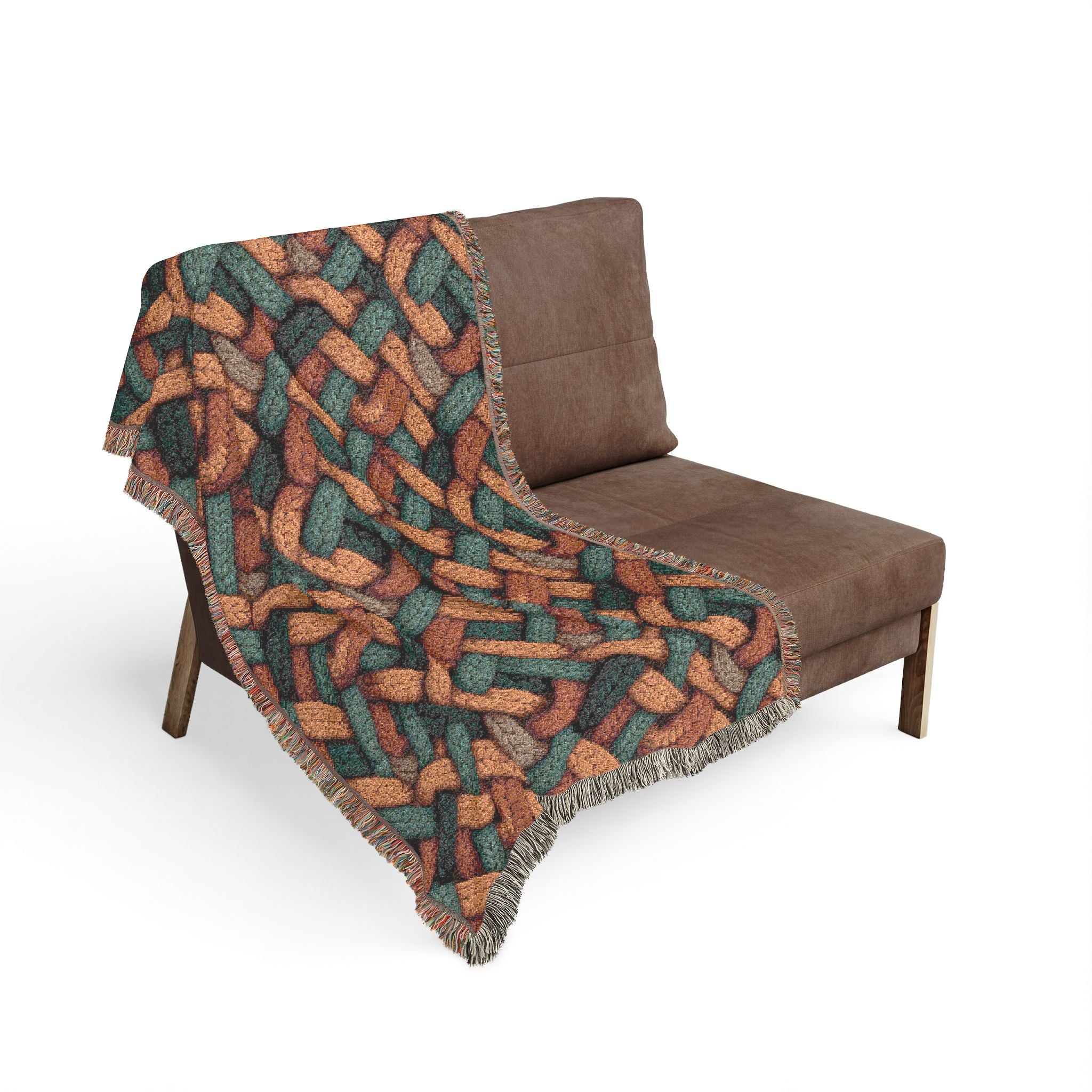 Woven Throw Blanket — Reversible Cozy Check Pattern for Living Room & Cabin - Design 07