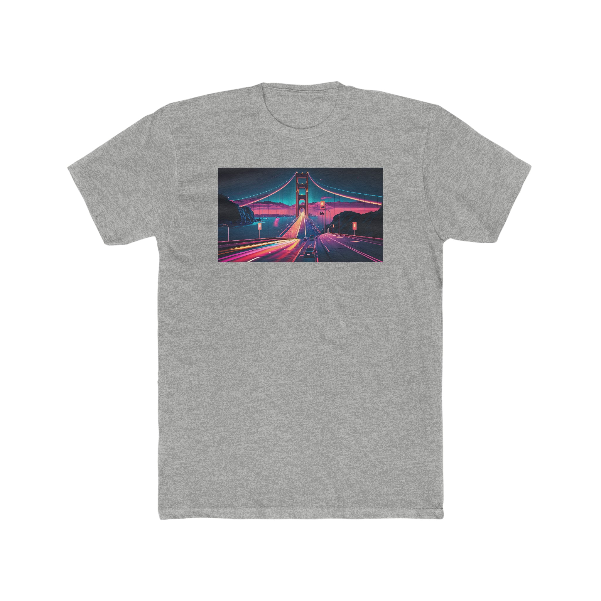 Men's Cotton Crew Tee - Fantasy Art - Golden Gate Bridge