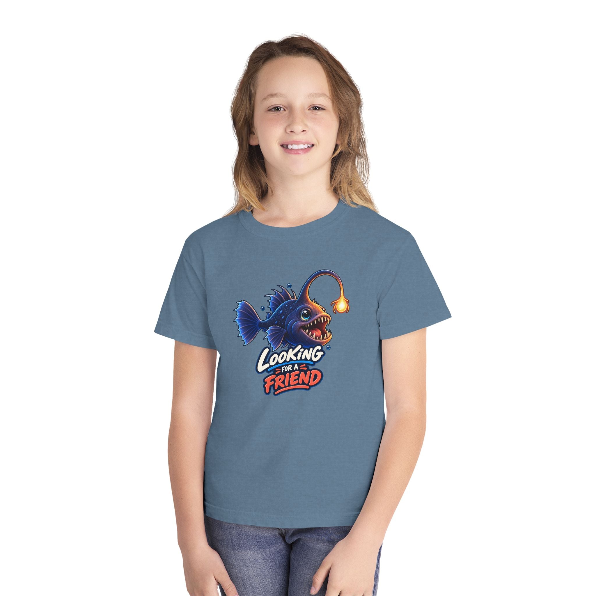 Youth Midweight Cotton Tee - Science collection - Angler Fish looking for a Friend