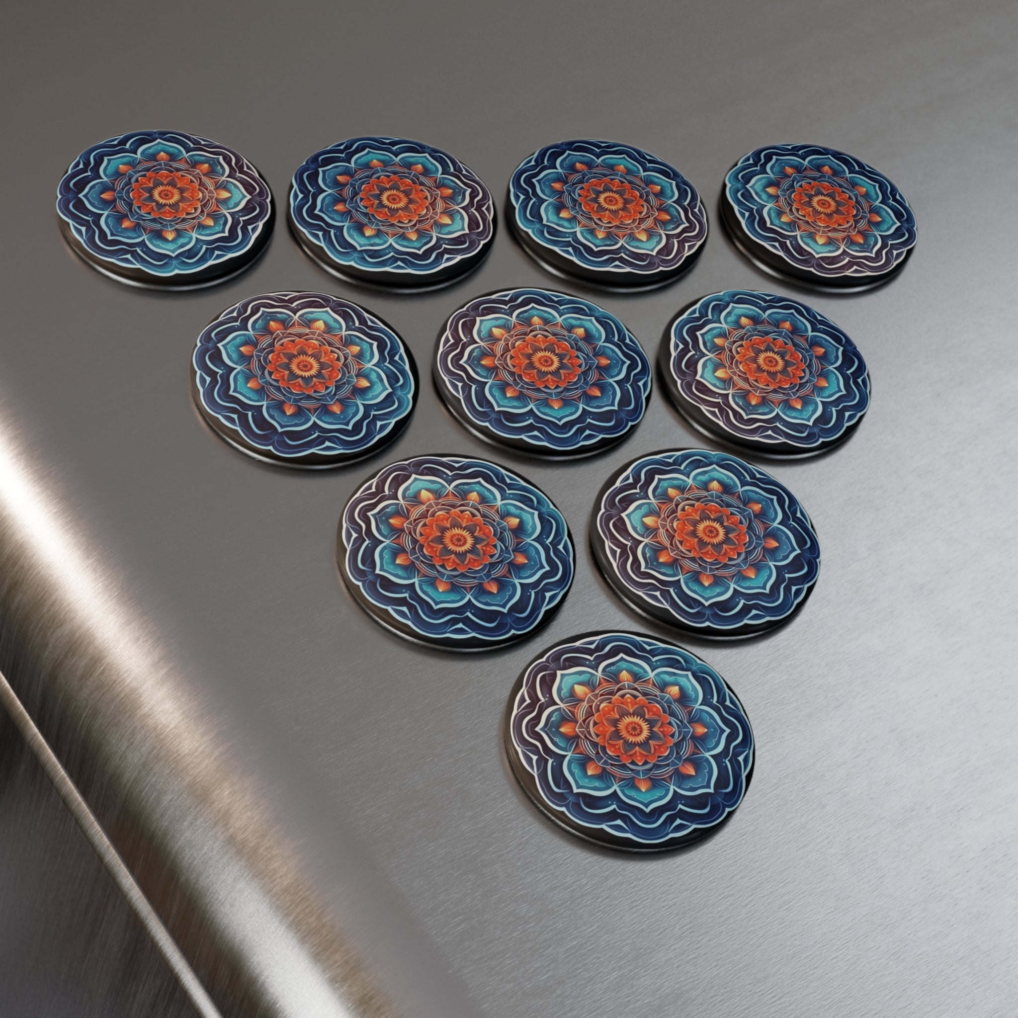 Button Magnet, Round (1 & 10 pcs) - Mandalas 19
