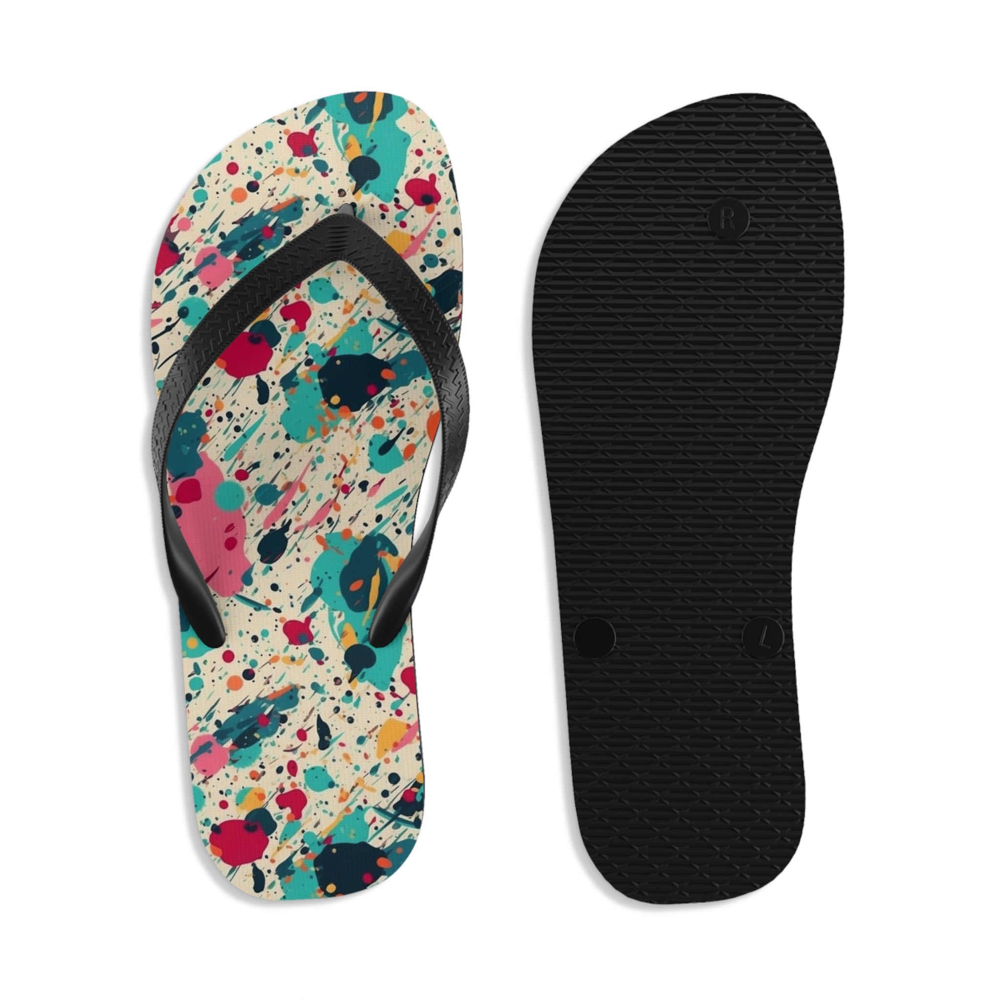 Unisex Flip-Flops (AOP) - Seamless Color Splatter Designs 08