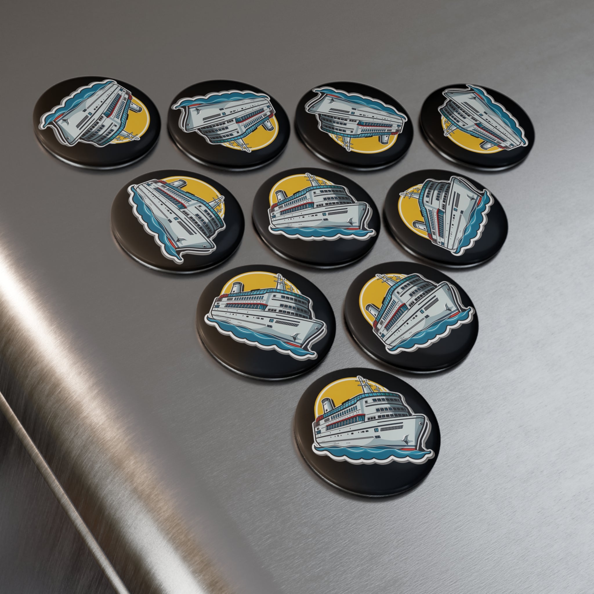 Button Magnet, Round (1 & 10 pcs) - Cruise Ship