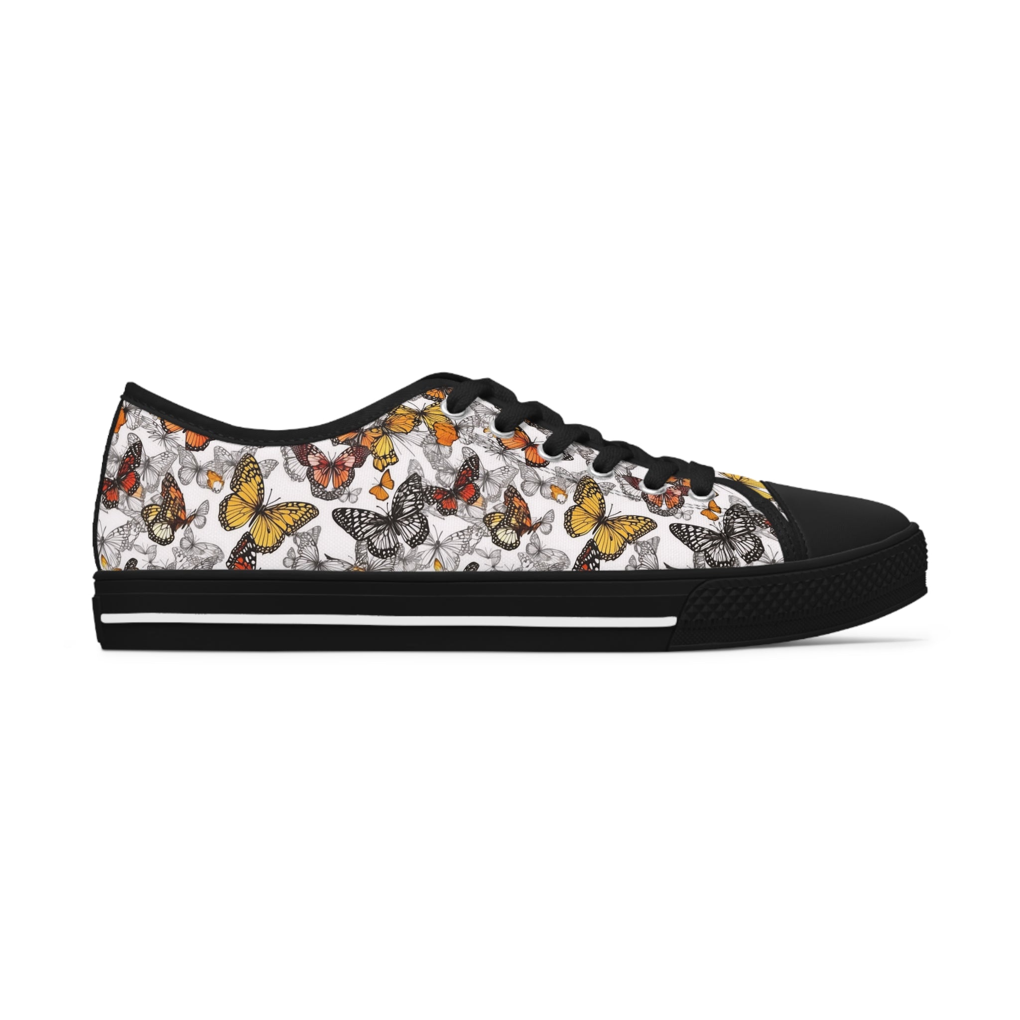Women's Low Top Sneakers (AOP) - Seamless Butterfly Designs 04