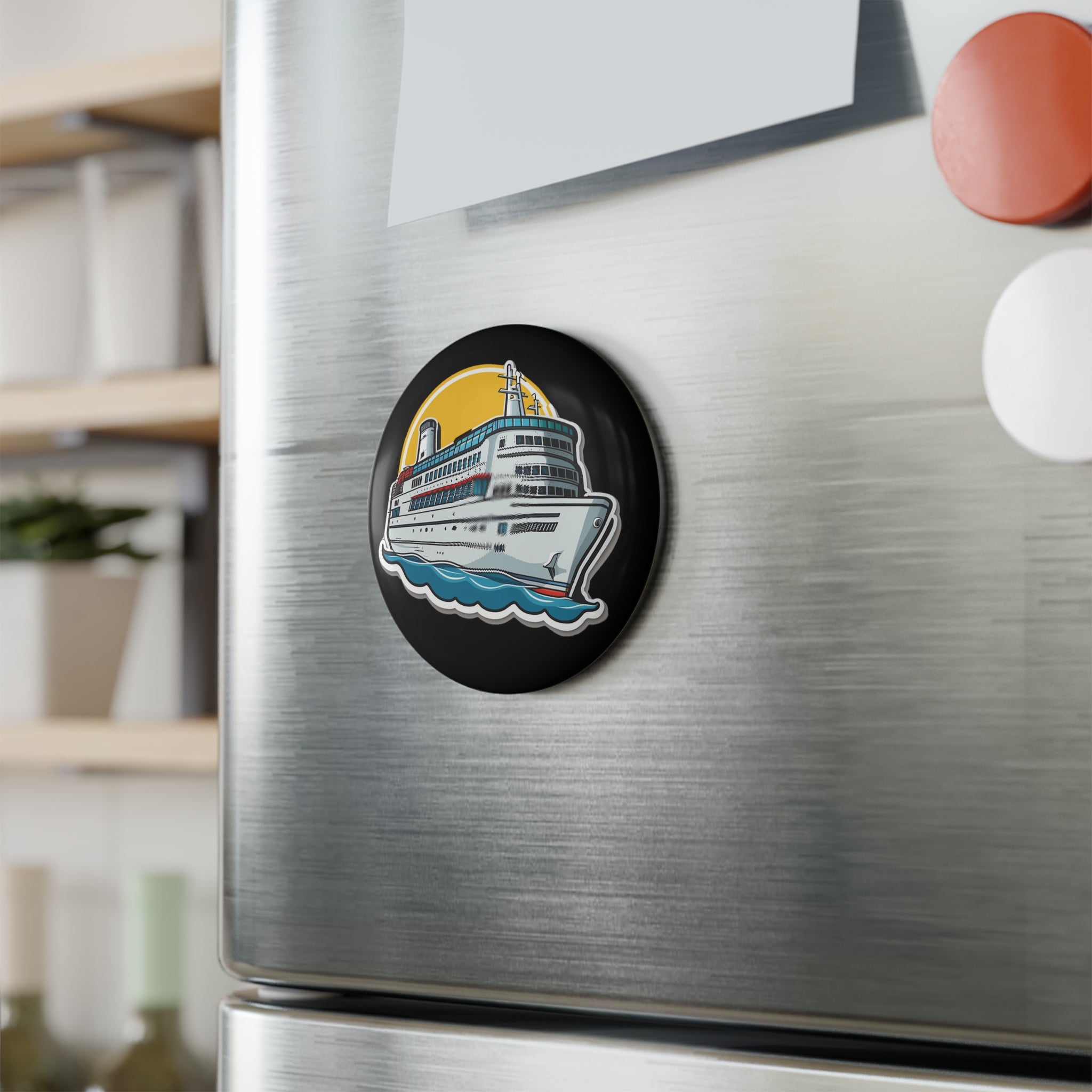 Button Magnet, Round (1 & 10 pcs) - Cruise Ship