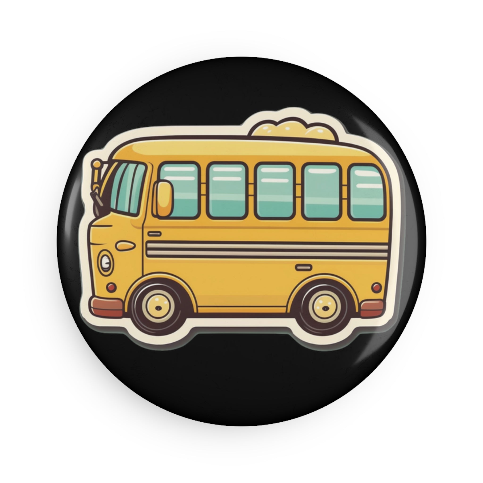 Button Magnet, Round (1 & 10 pcs) - School Bus