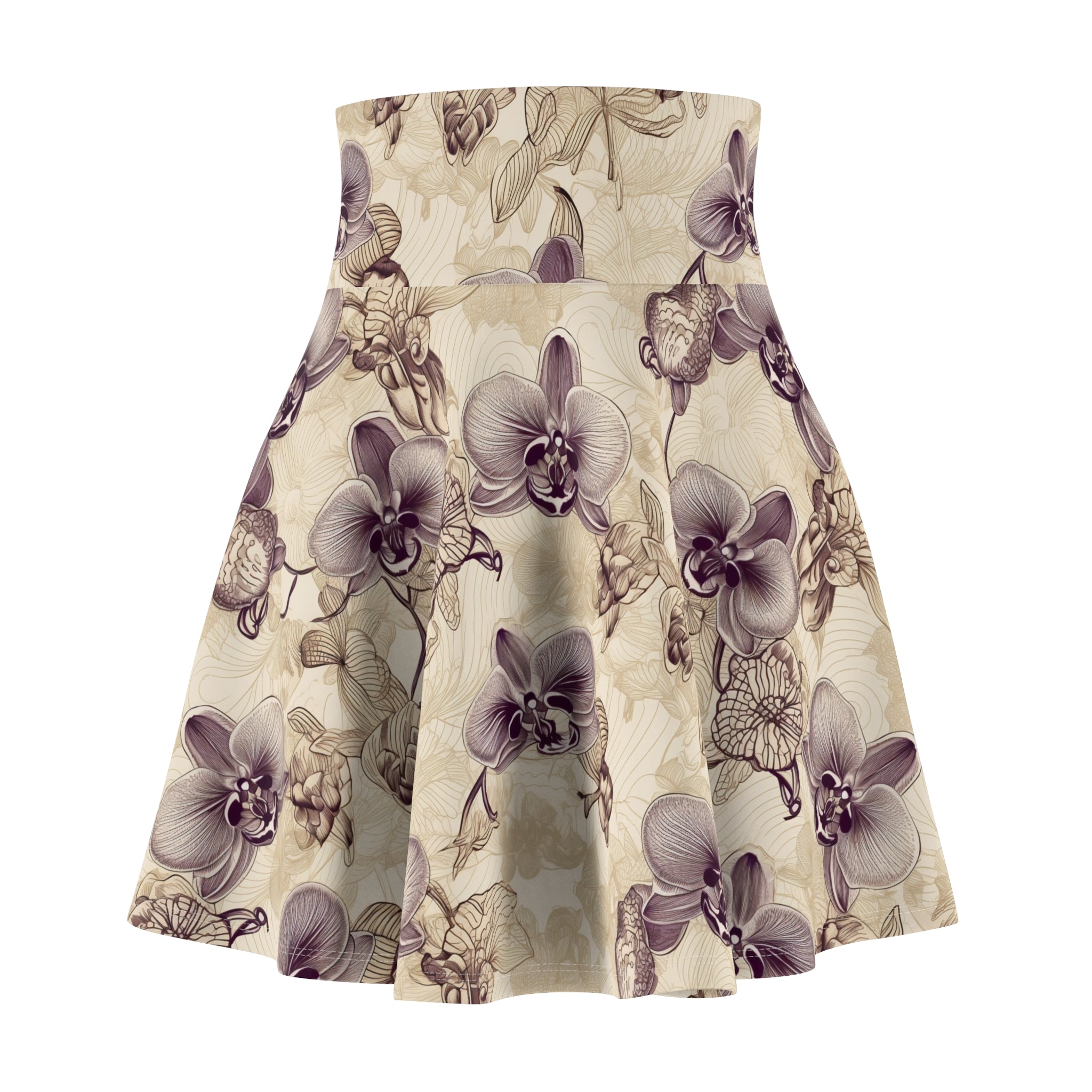Women's Skater Skirt (AOP) - Seamless Watercolor Designs - Orchids